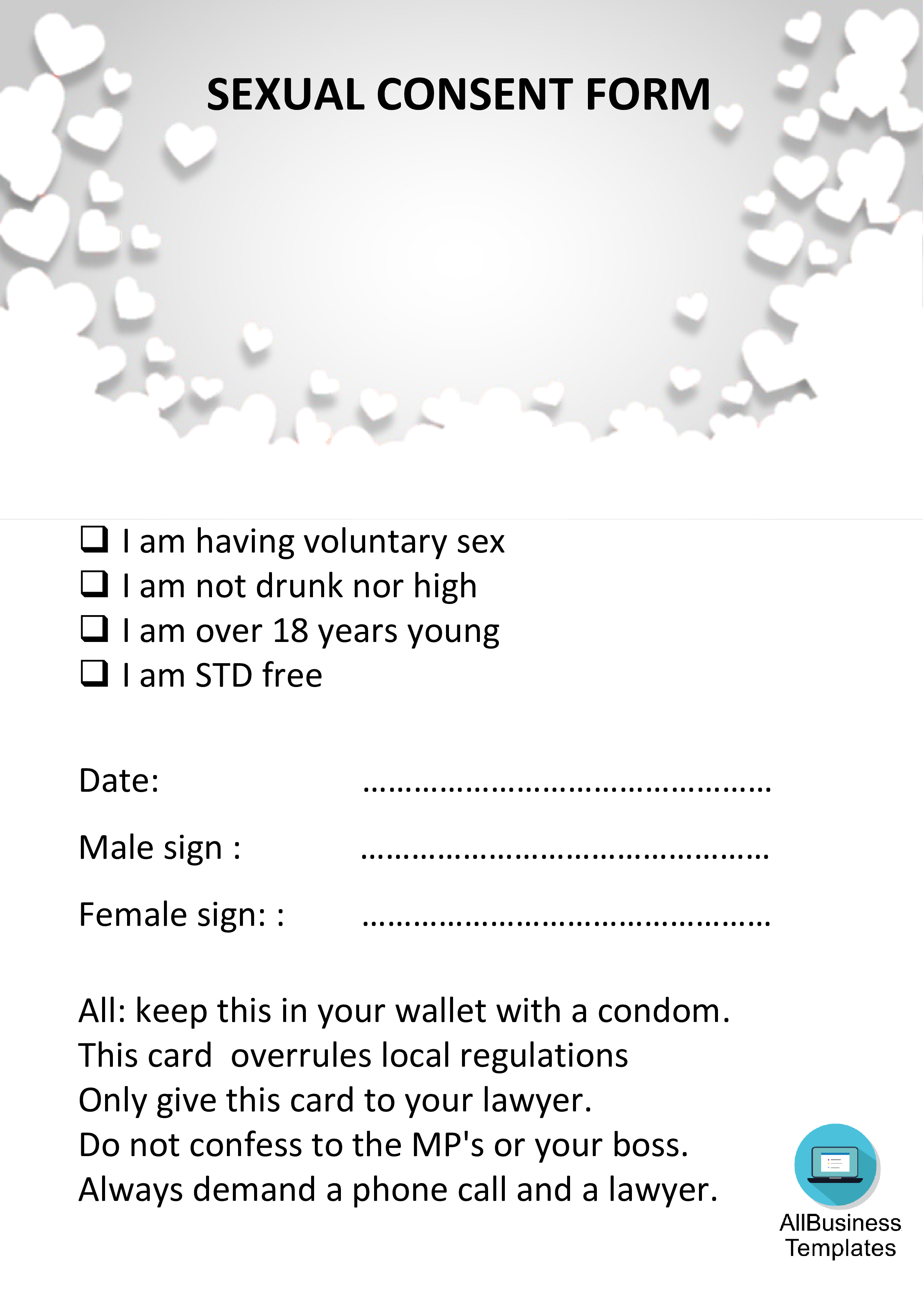 sexual consent form template