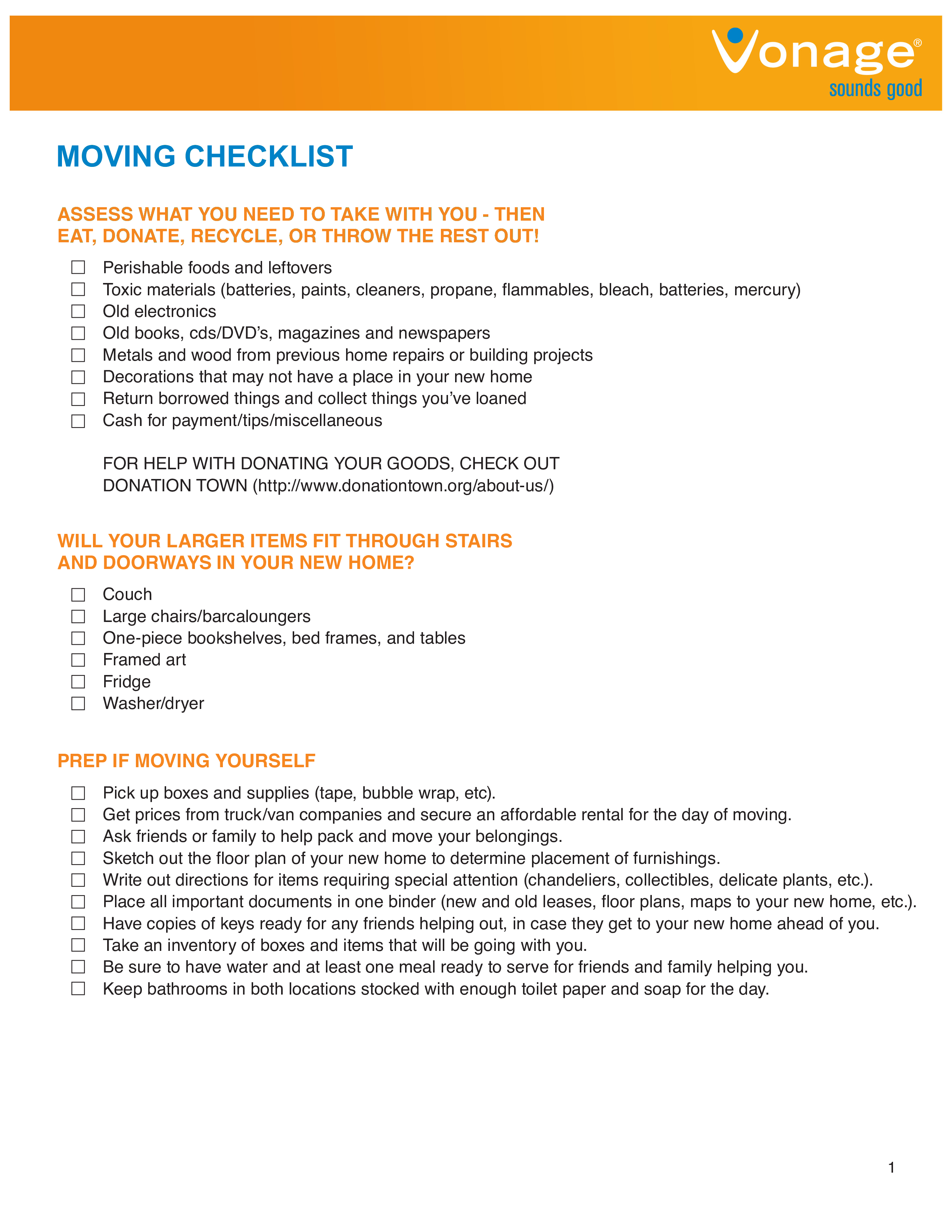 Moving Checklist 模板