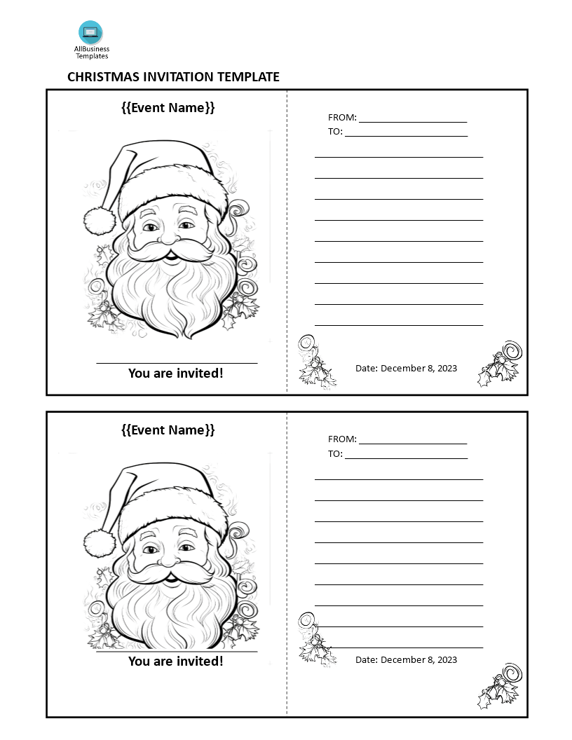 christmas party invitation template template