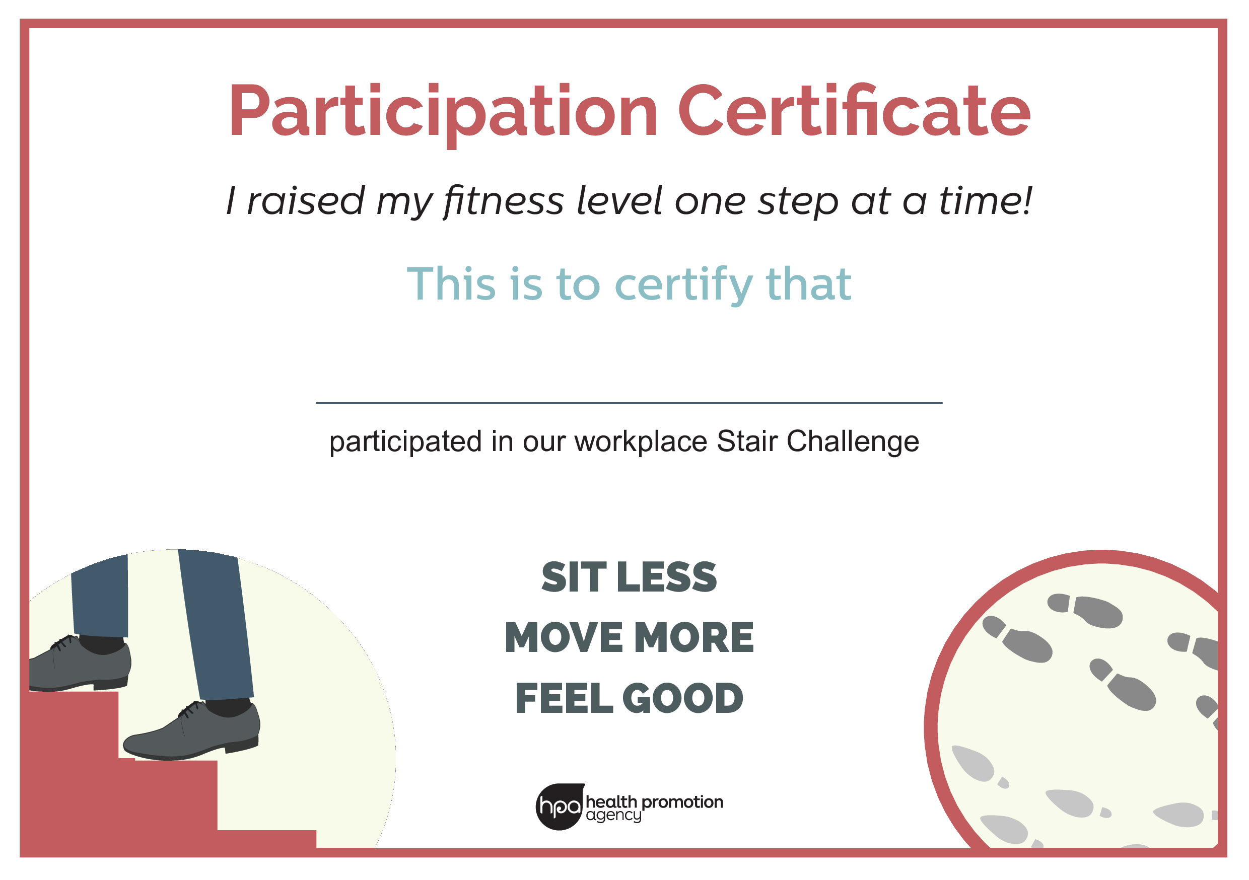 Fitness Participation Certificate 模板