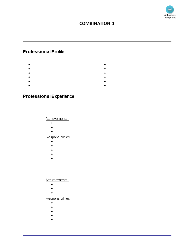Combination resume layout main image