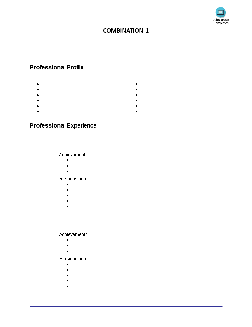 Combination resume layout 模板