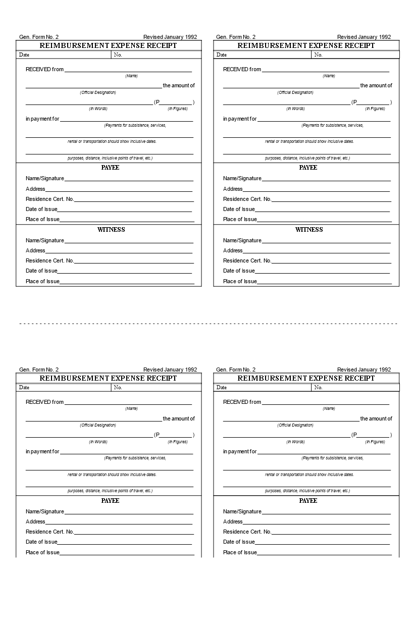 Reimbursement Expense Receipt main image