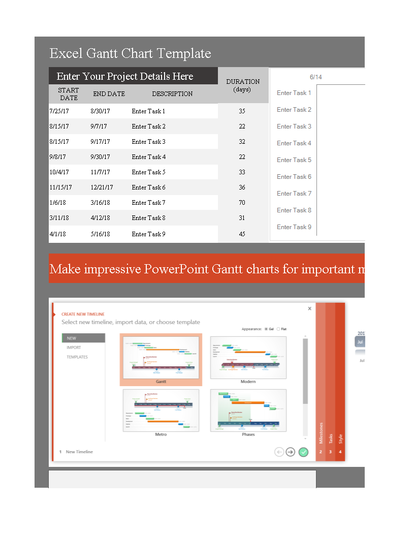 monthly gantt chart excel modèles