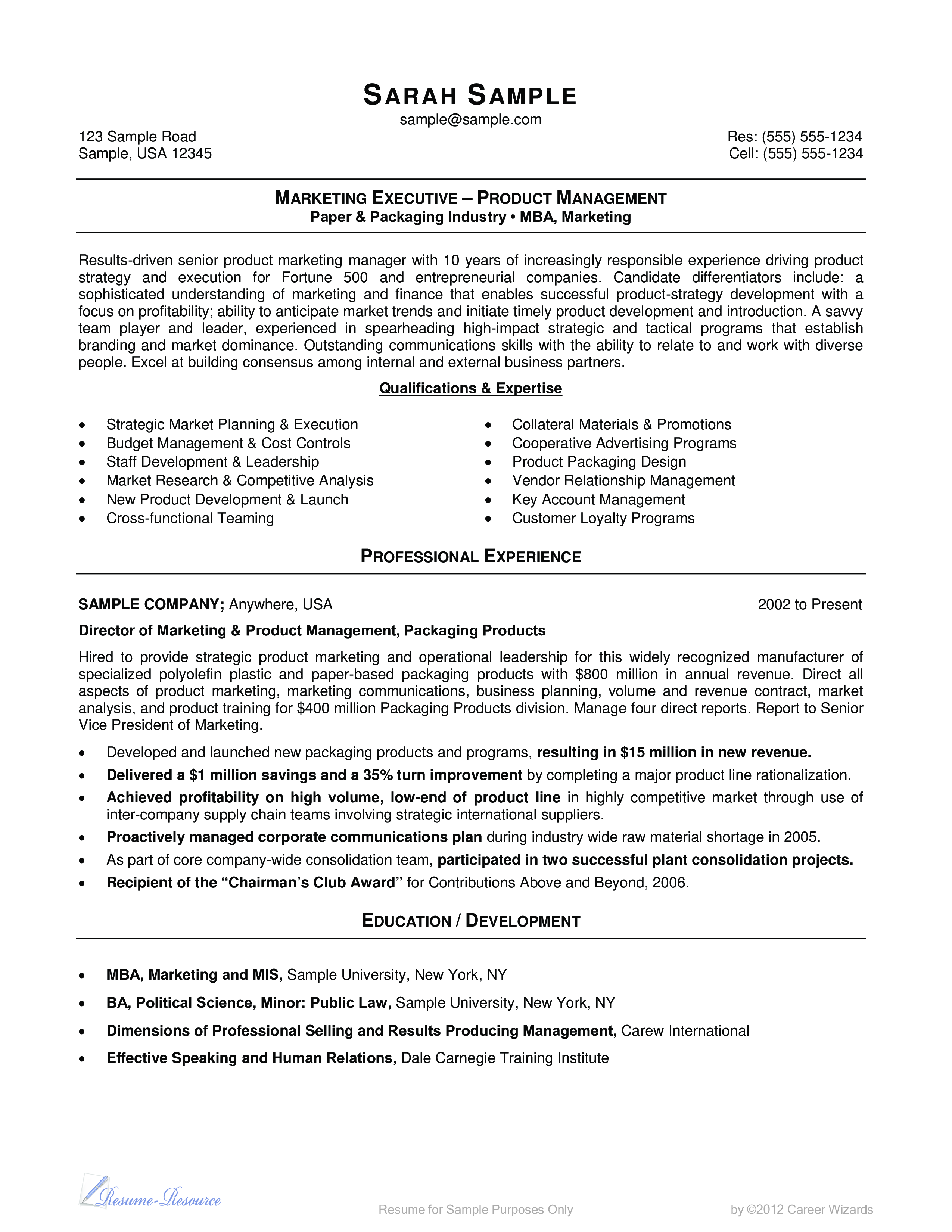 marketing manager personal summary resume