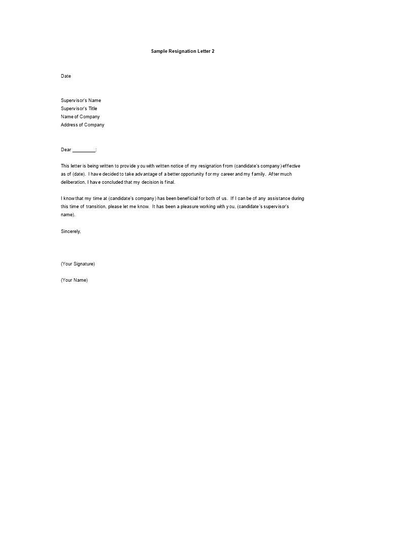 Resignation Letter Reason Better Opportunity main image