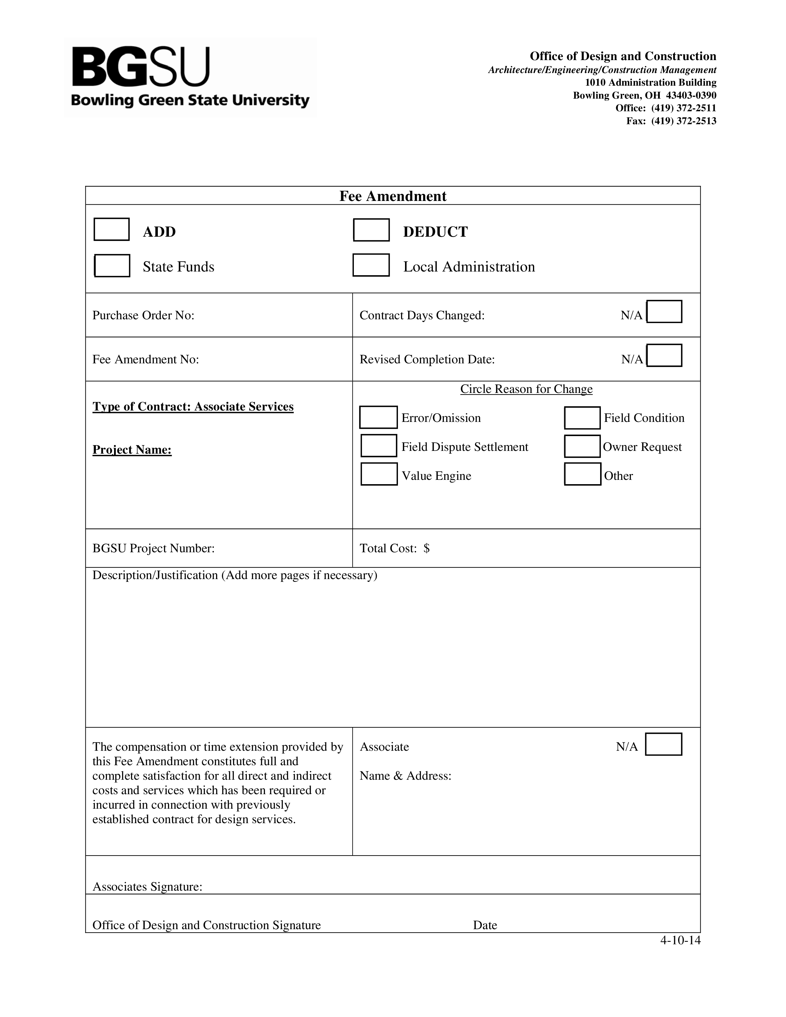 fee amendment template