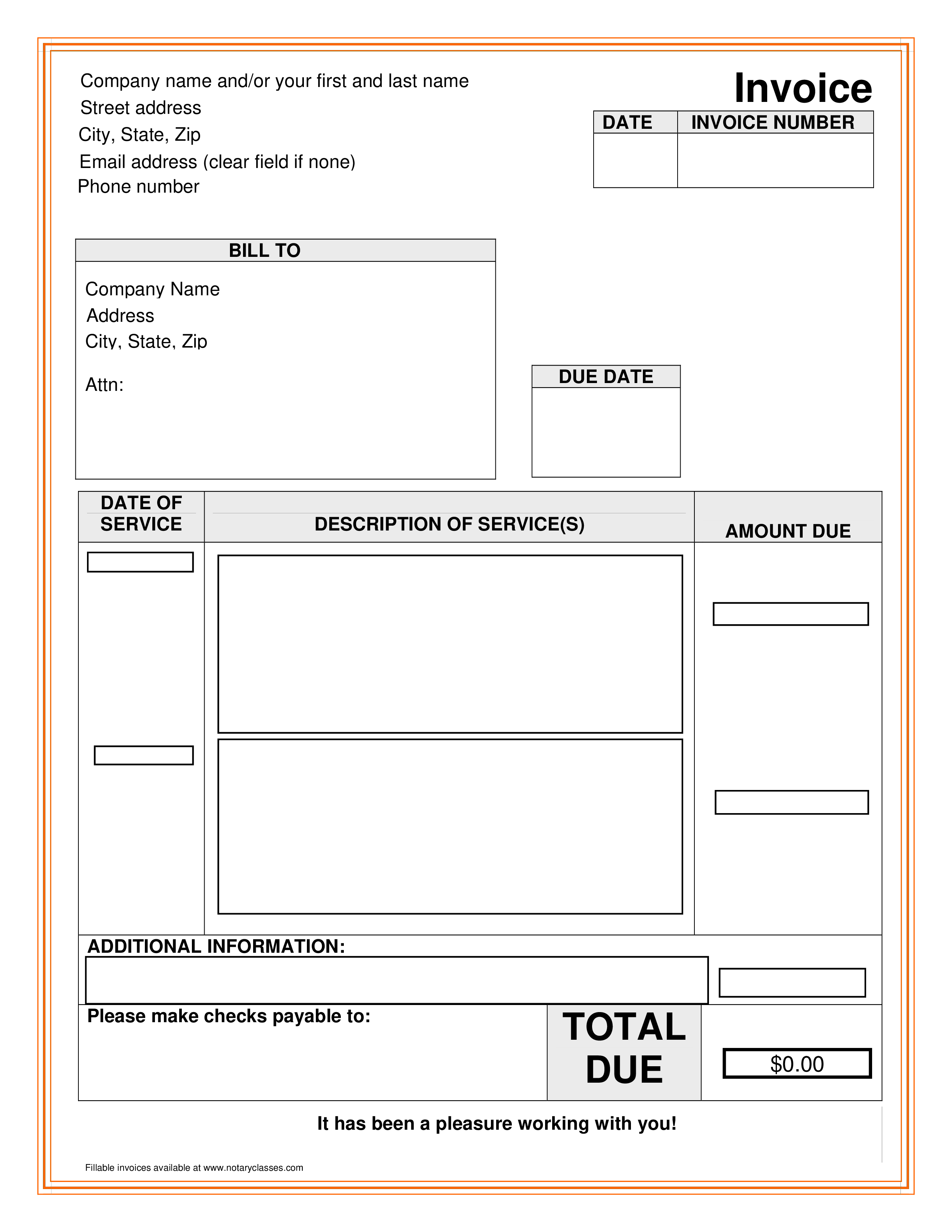 blank billing invoice template