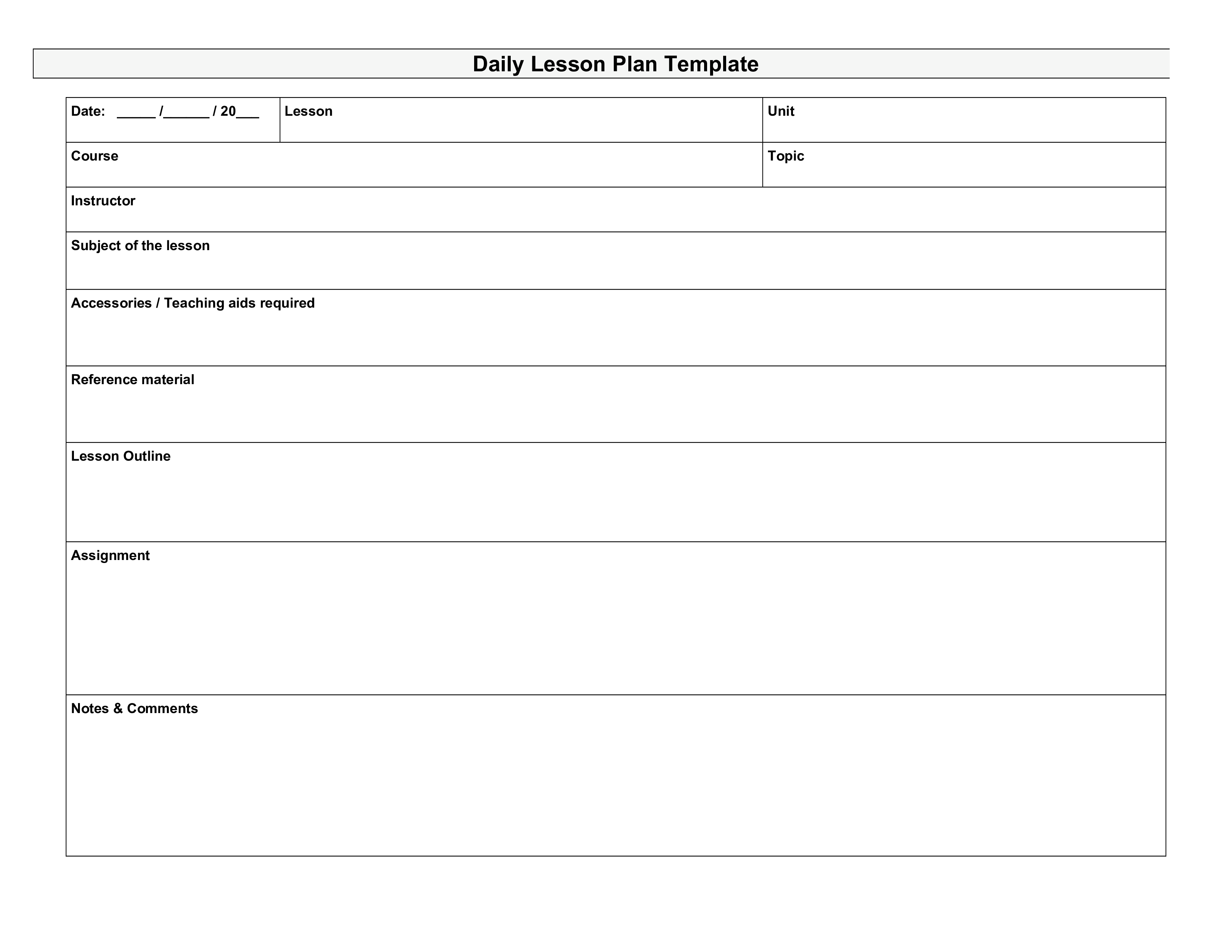 Chart Templates For Teachers