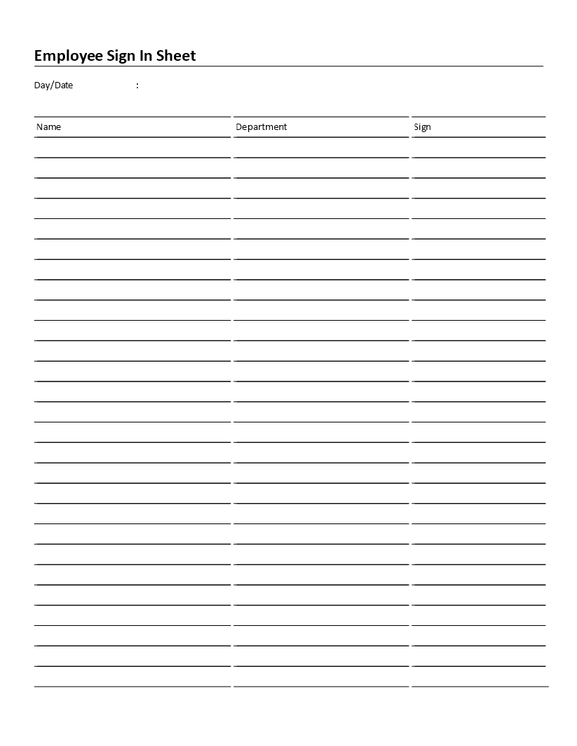 employee sign-in sheet template Hauptschablonenbild