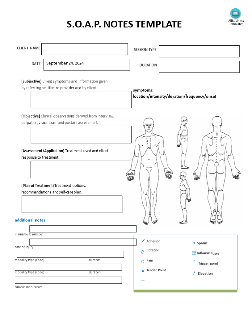Massage Soap Note | Templates at allbusinesstemplates.com