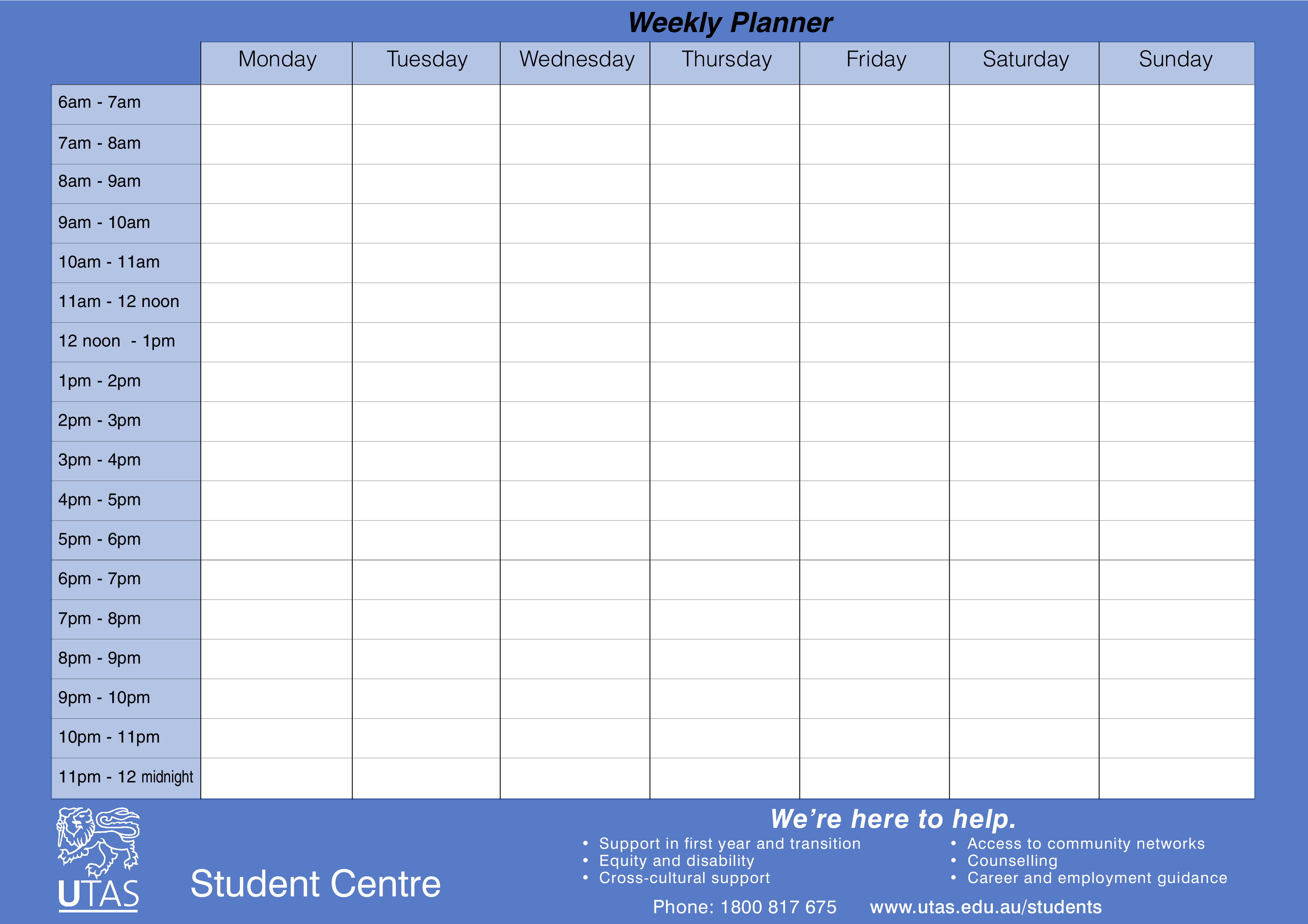 Printable Student Weekly Planner Templates At Allbusinesstemplates