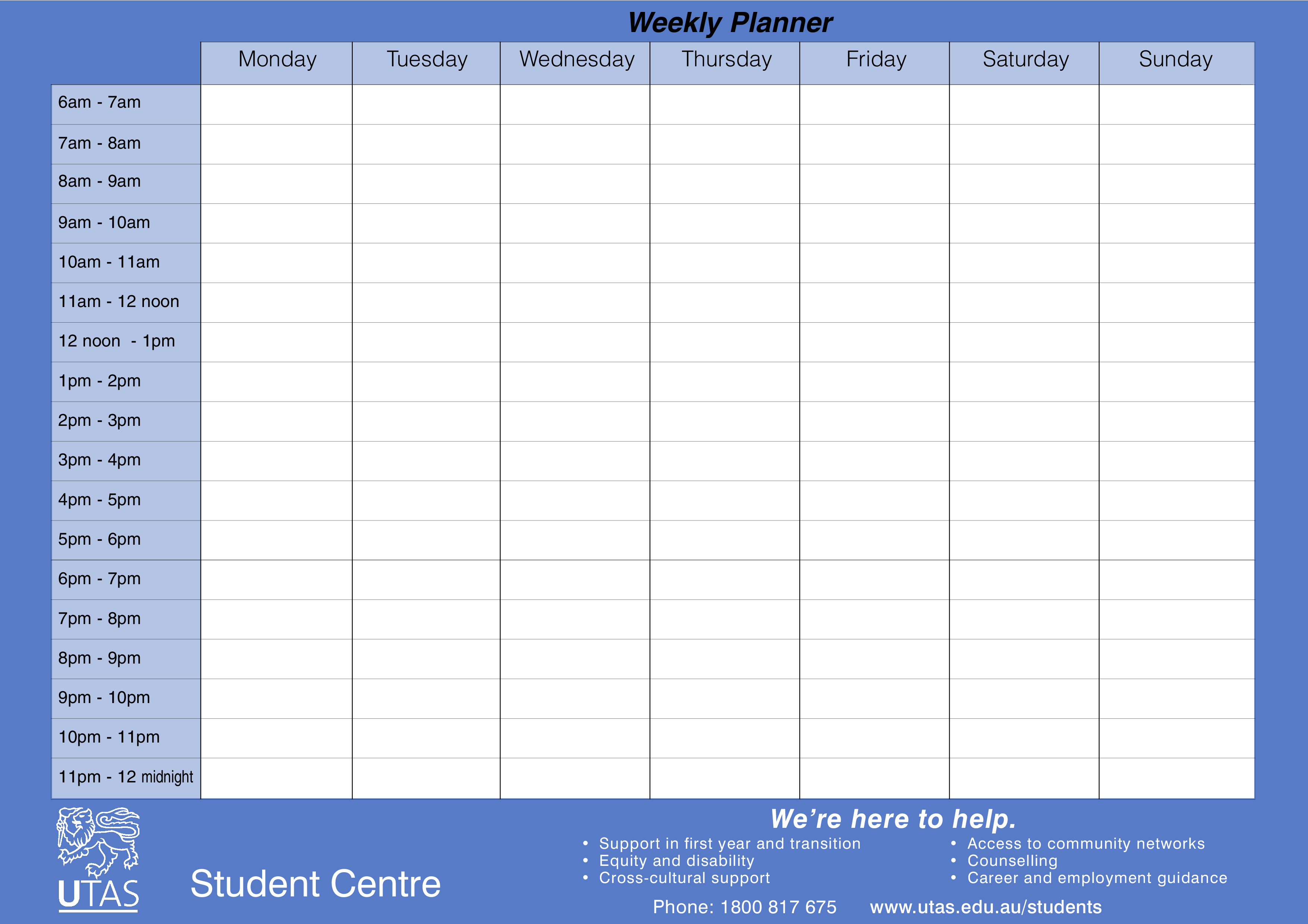 Printable Weekly Planner For Students