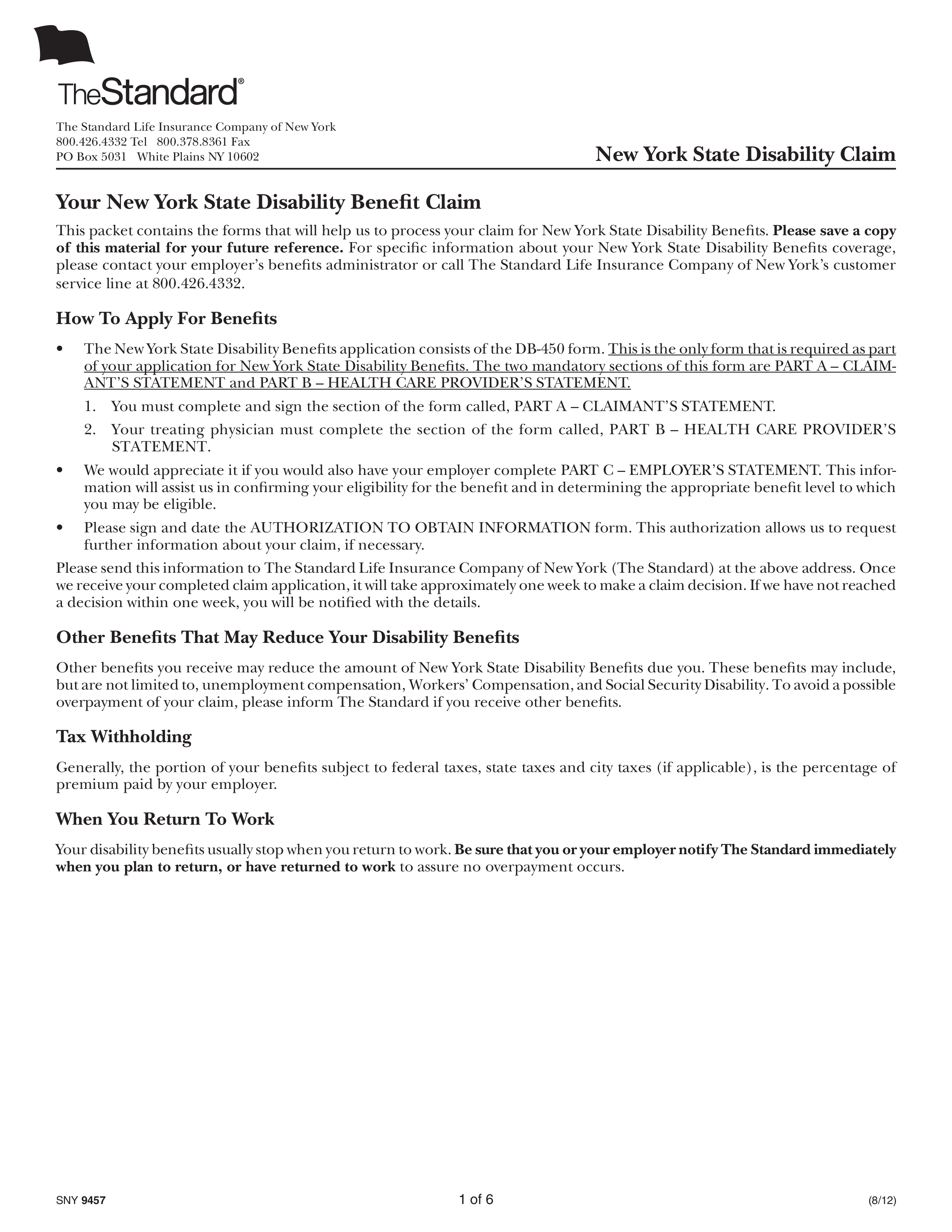 disability benefit claim template