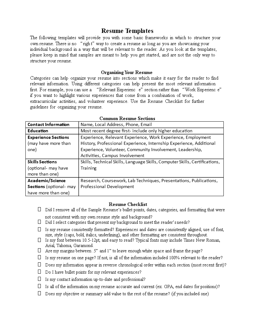 resume format word plantilla imagen principal