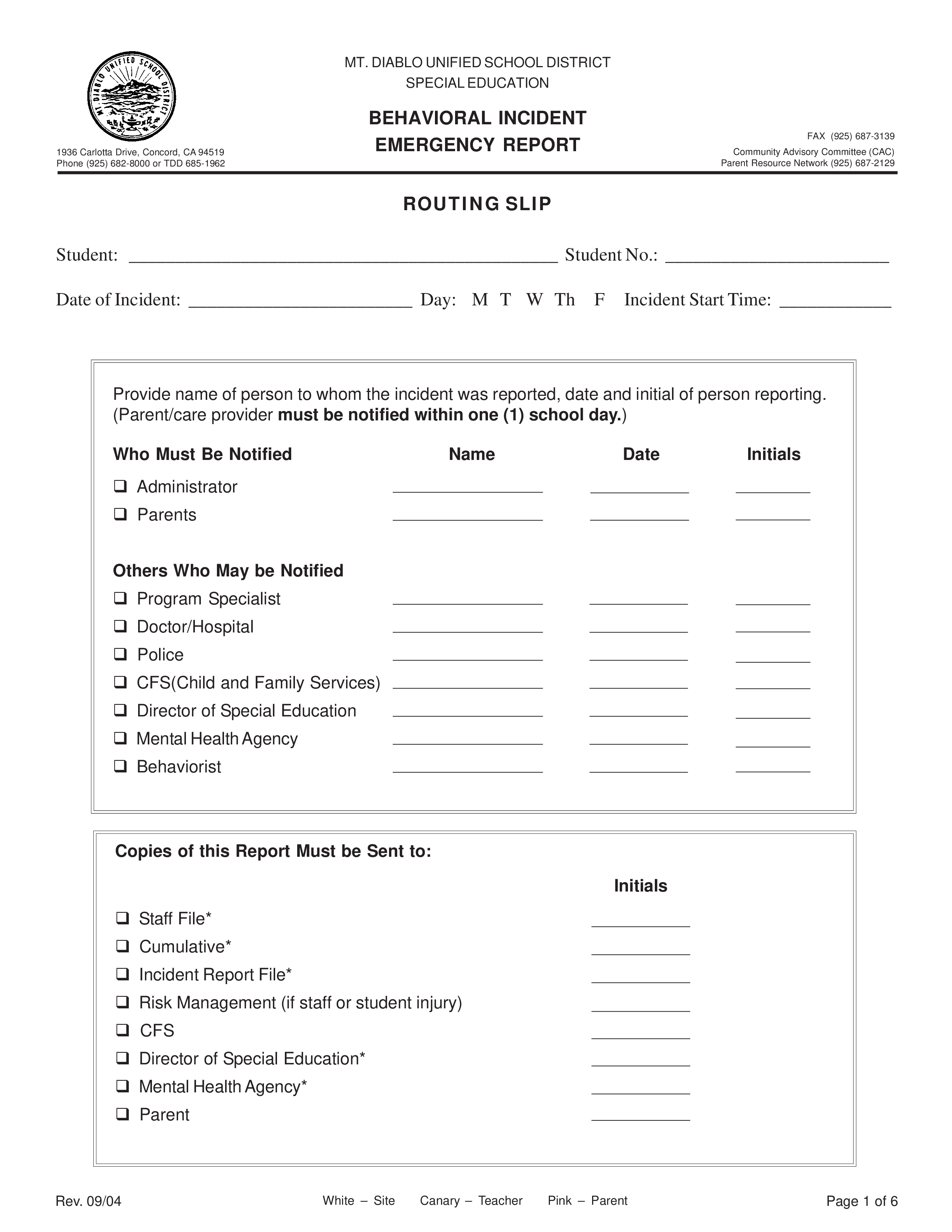 behavioral emergency incident report form Hauptschablonenbild