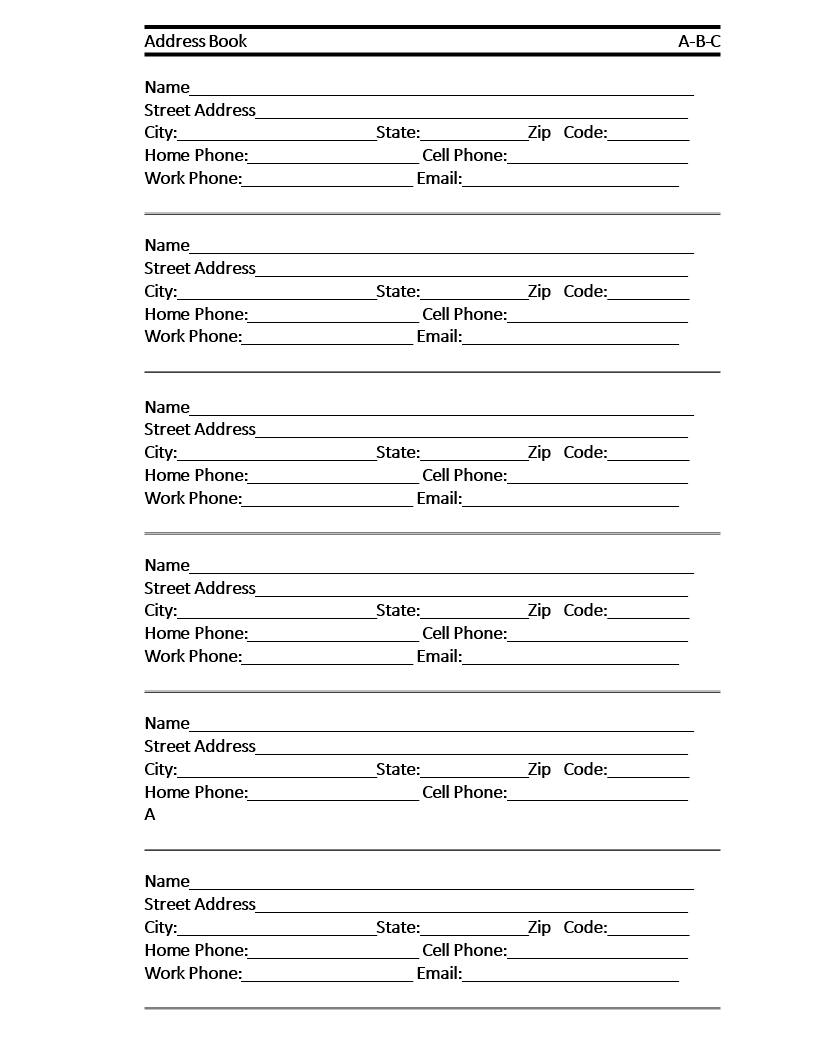 address book format voorbeeld afbeelding 