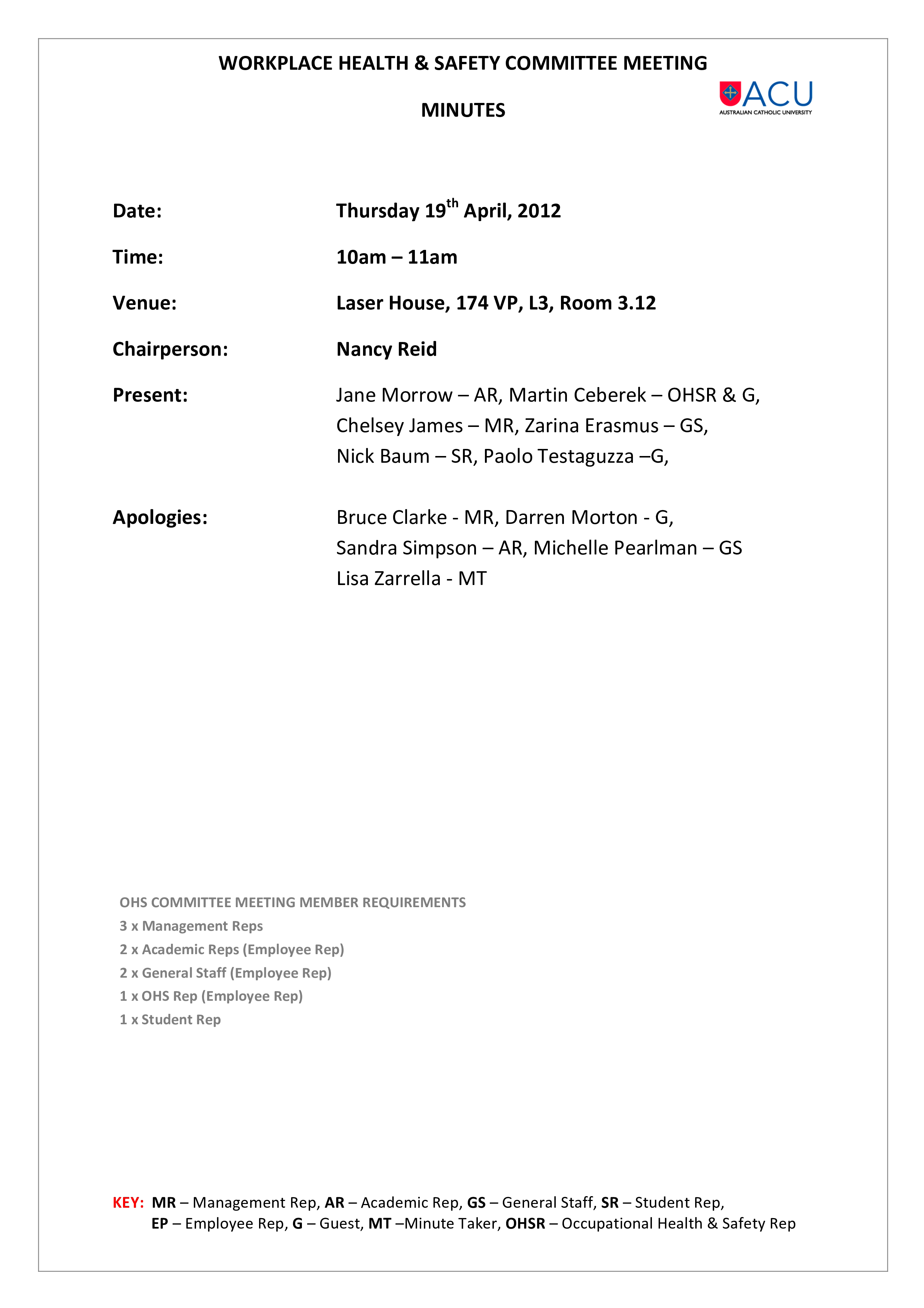 Safety Meeting Minutes Template
