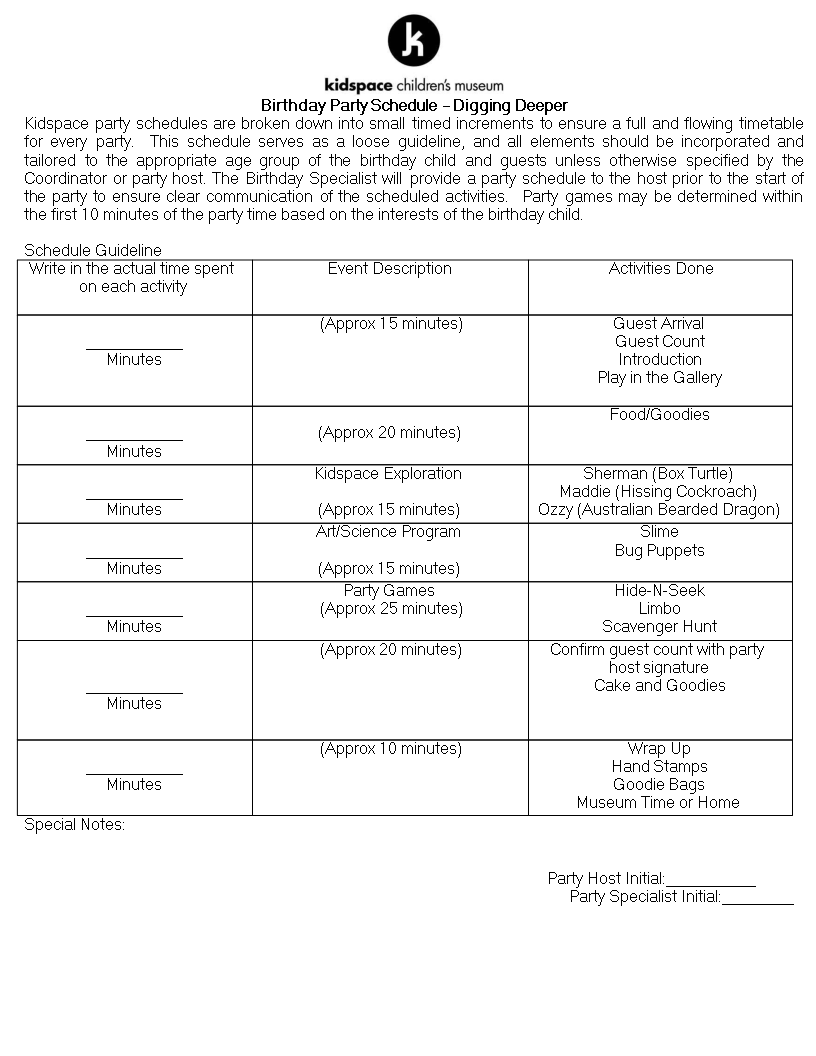 sample party schedule plantilla imagen principal