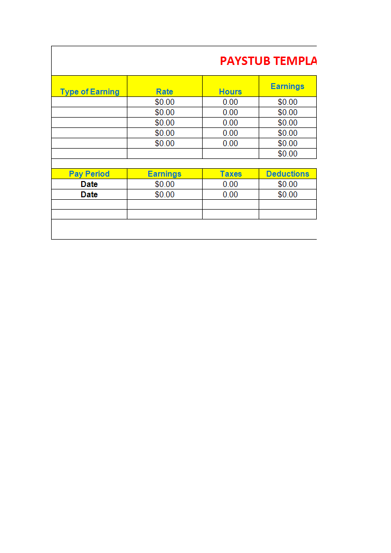 bonus paystub template sheet in excel plantilla imagen principal