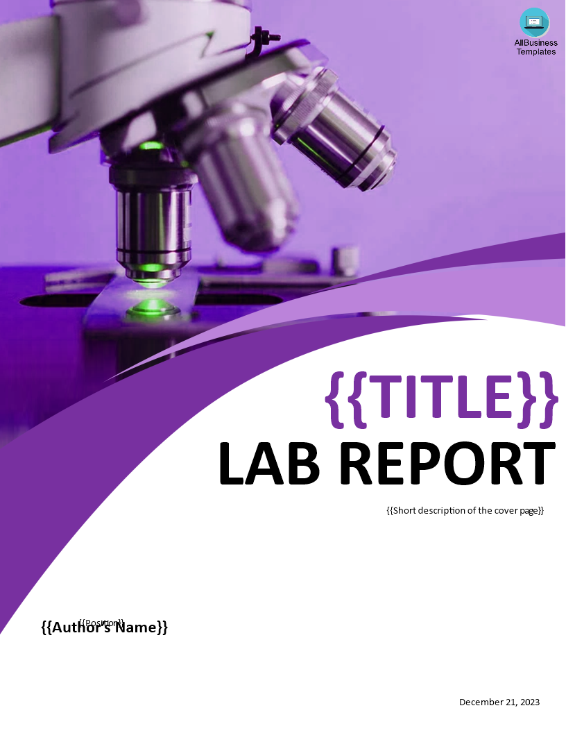 Lab Report Title Page 模板