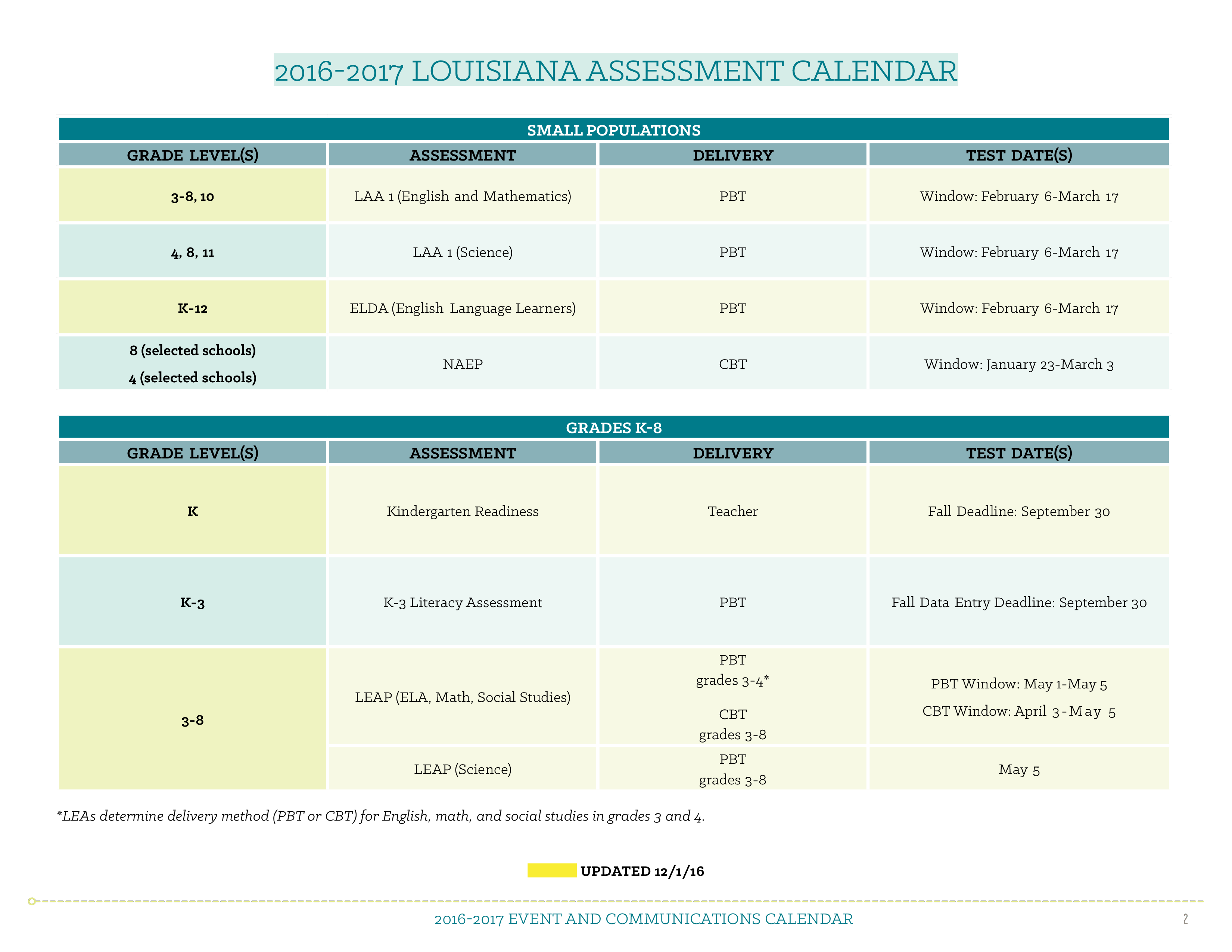 Assessment Calendar 模板