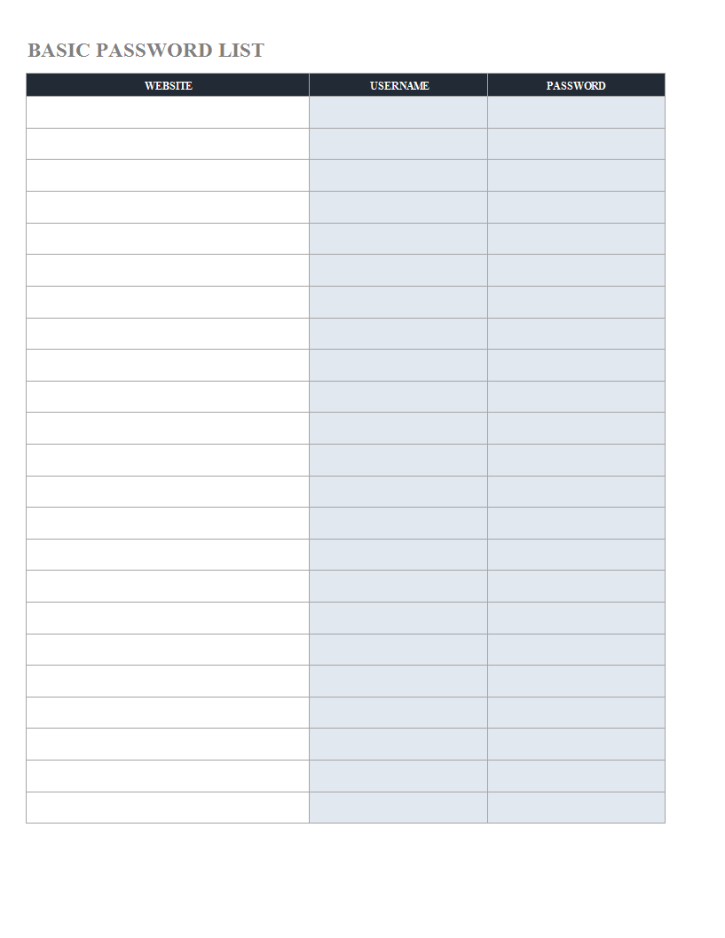 password list excel sheet voorbeeld afbeelding 