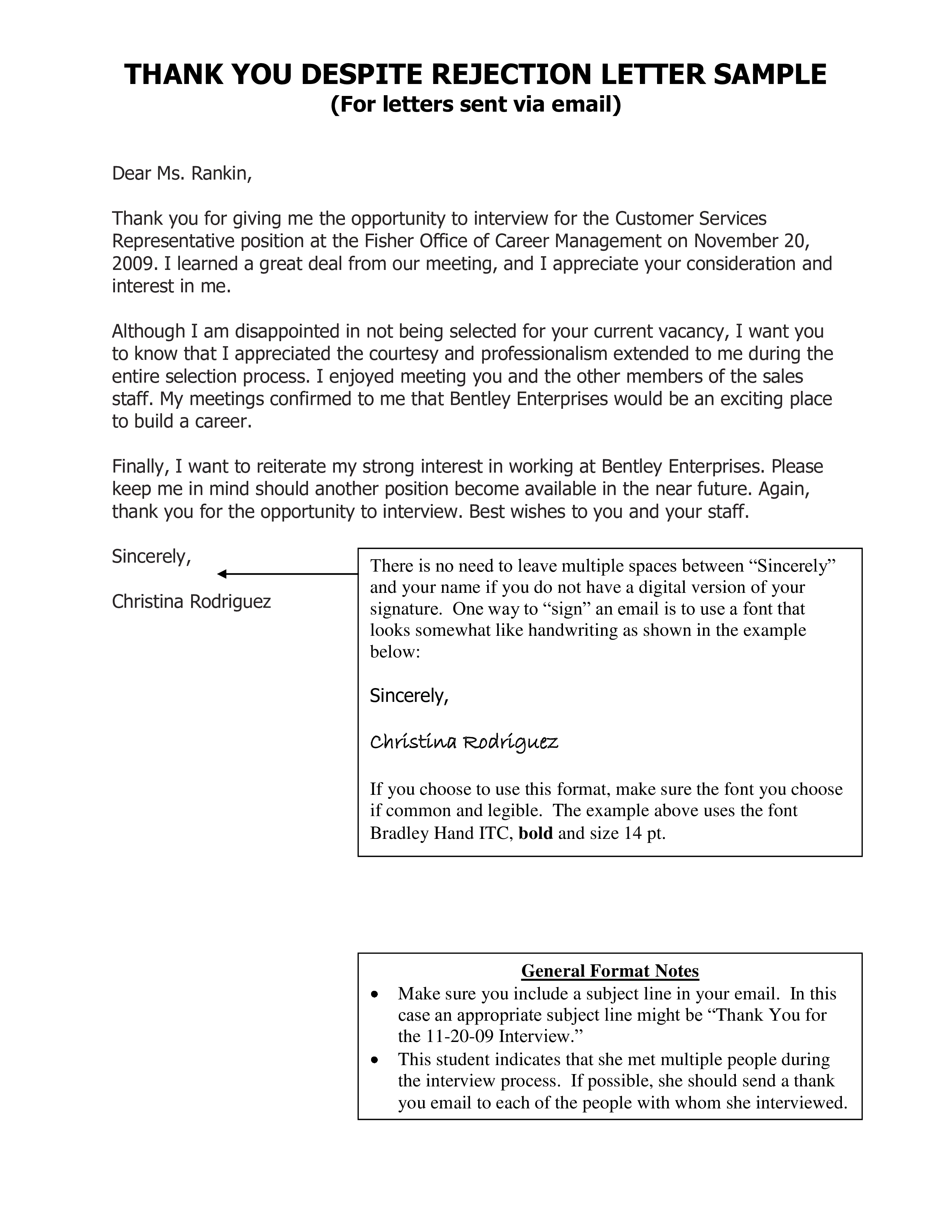 Kostenloses Rejection Response Letter template With Handing Over Notes Template