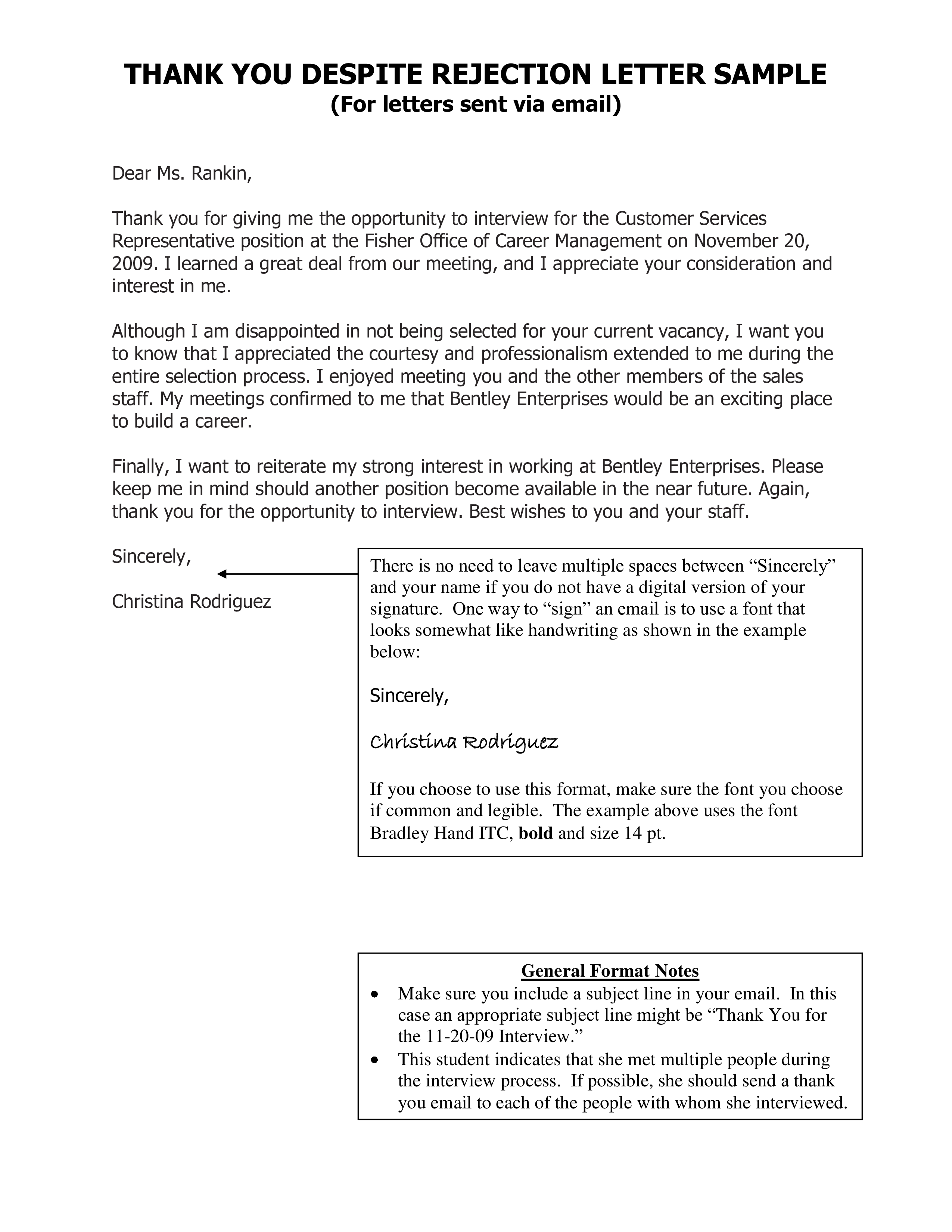 Rejection Response Letter template 模板