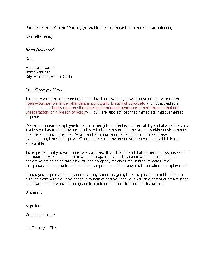 final written warning letter to employee plantilla imagen principal