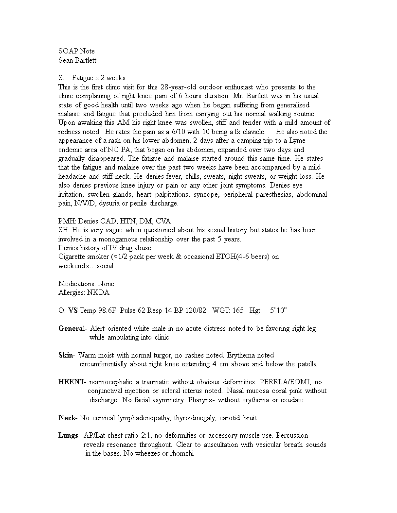 soap note word format modèles