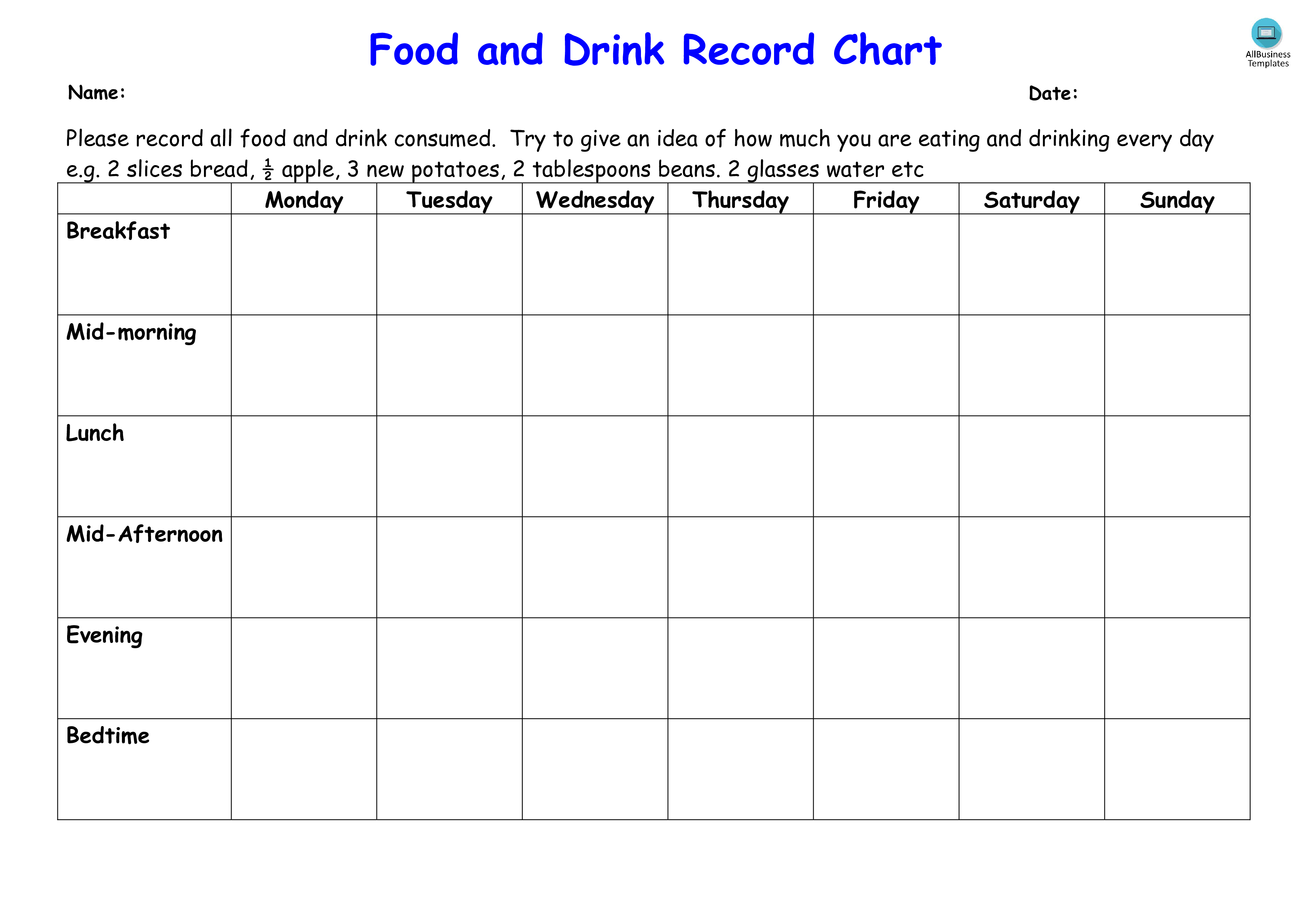 Monday To Sunday Diet Chart