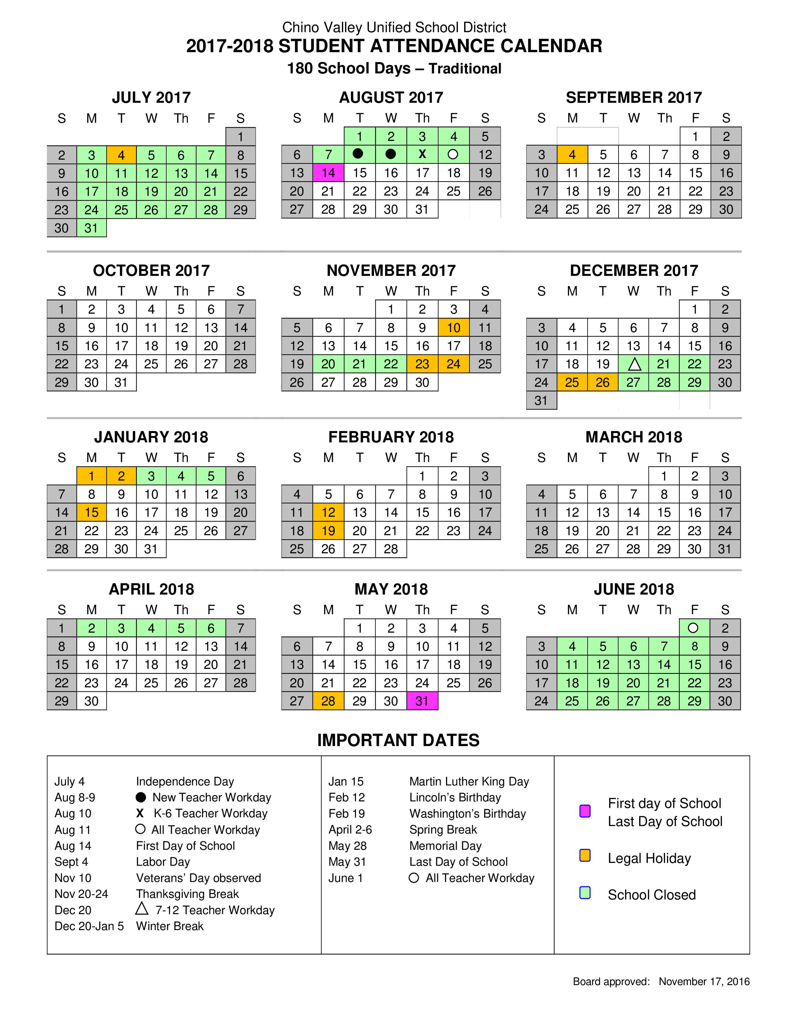 attendance calender sample modèles