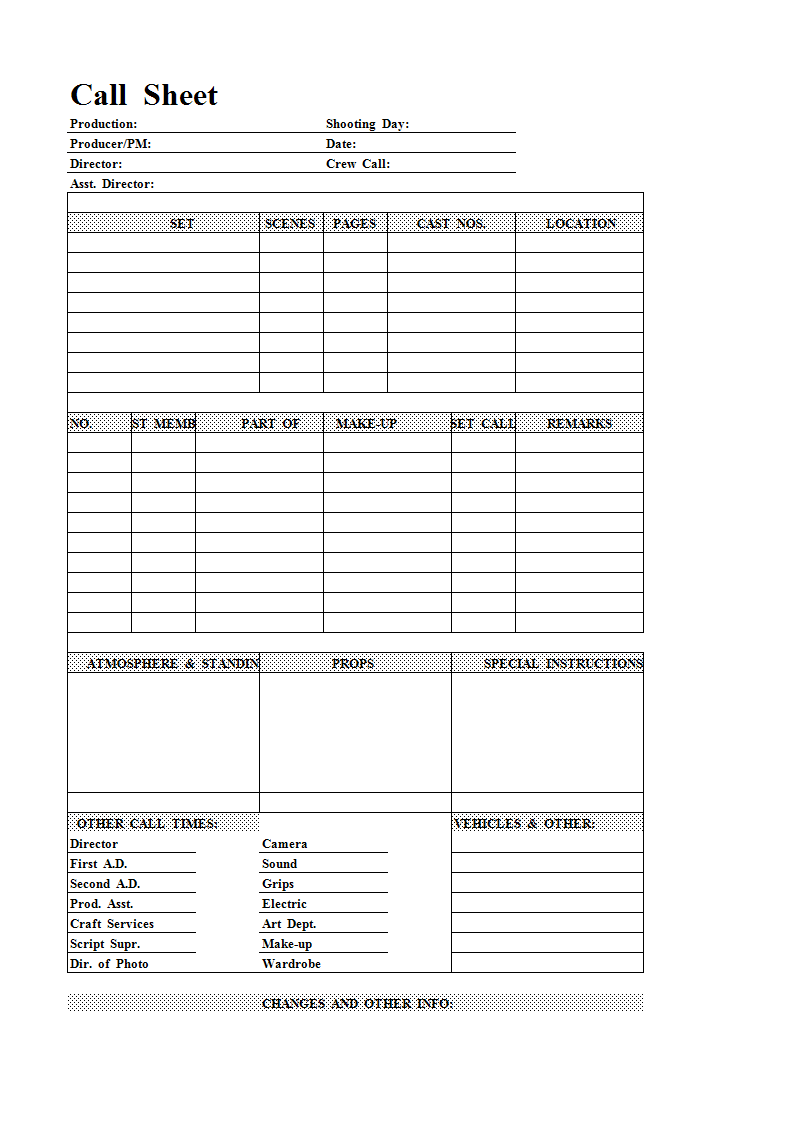 call log template template