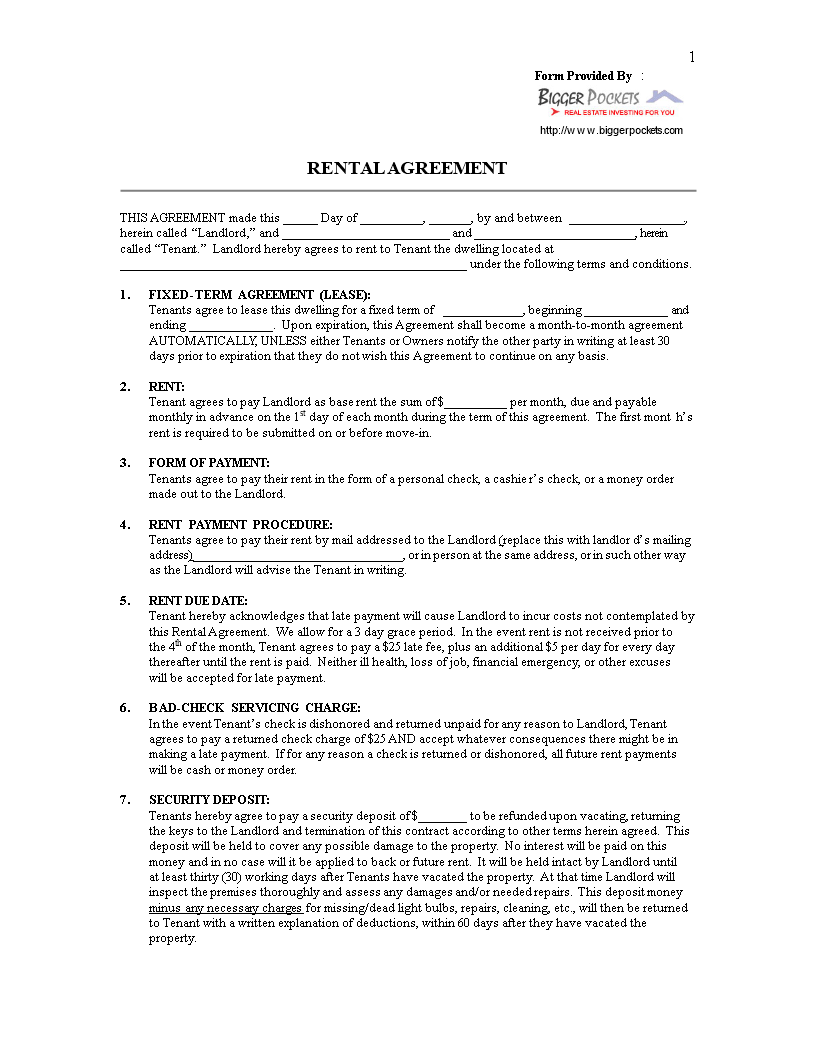 blank printable lease agreement voorbeeld afbeelding 