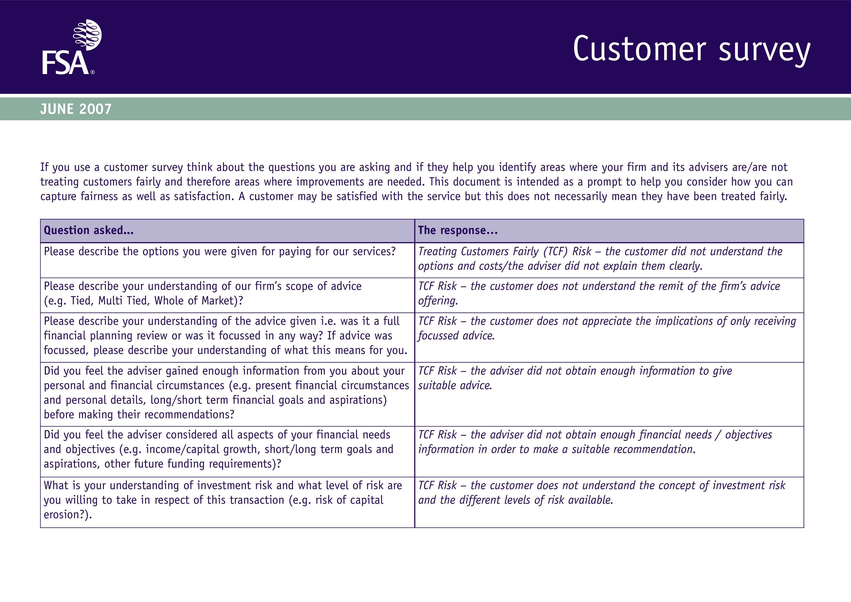 Printable Customer Survey 模板