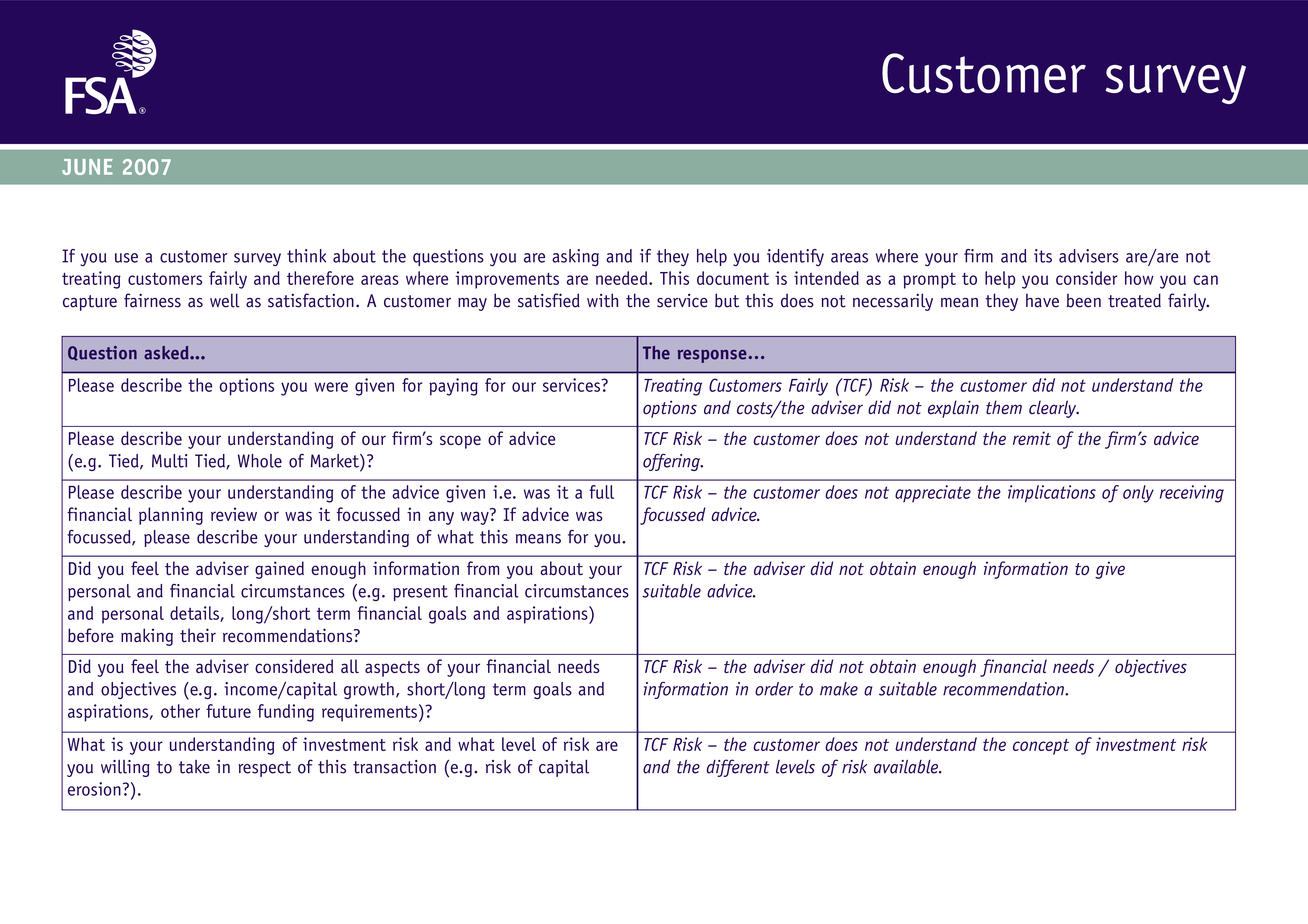 business plan customer survey