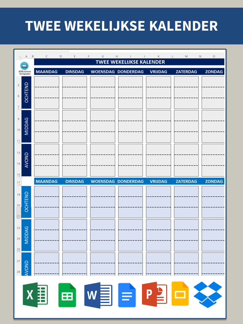 twee weken kalender template