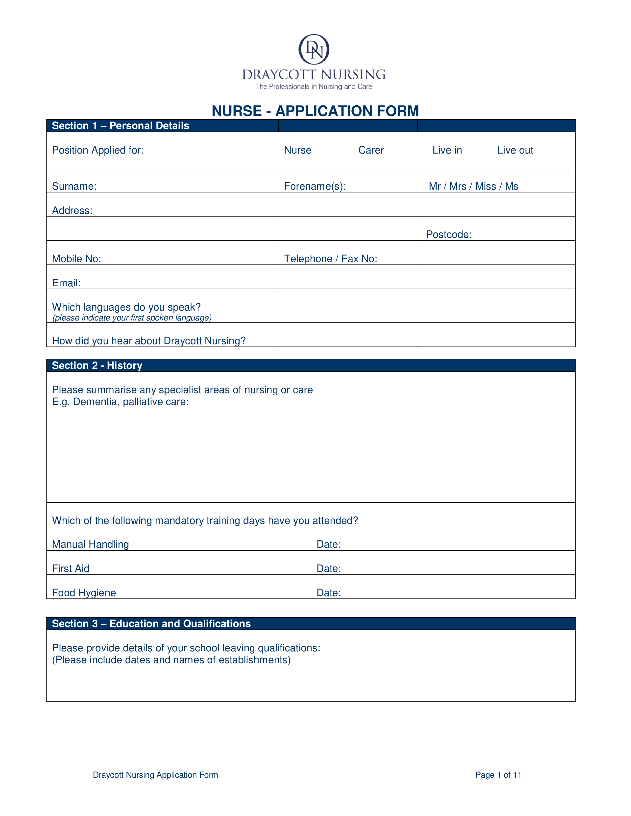 printable nursing job application voorbeeld afbeelding 