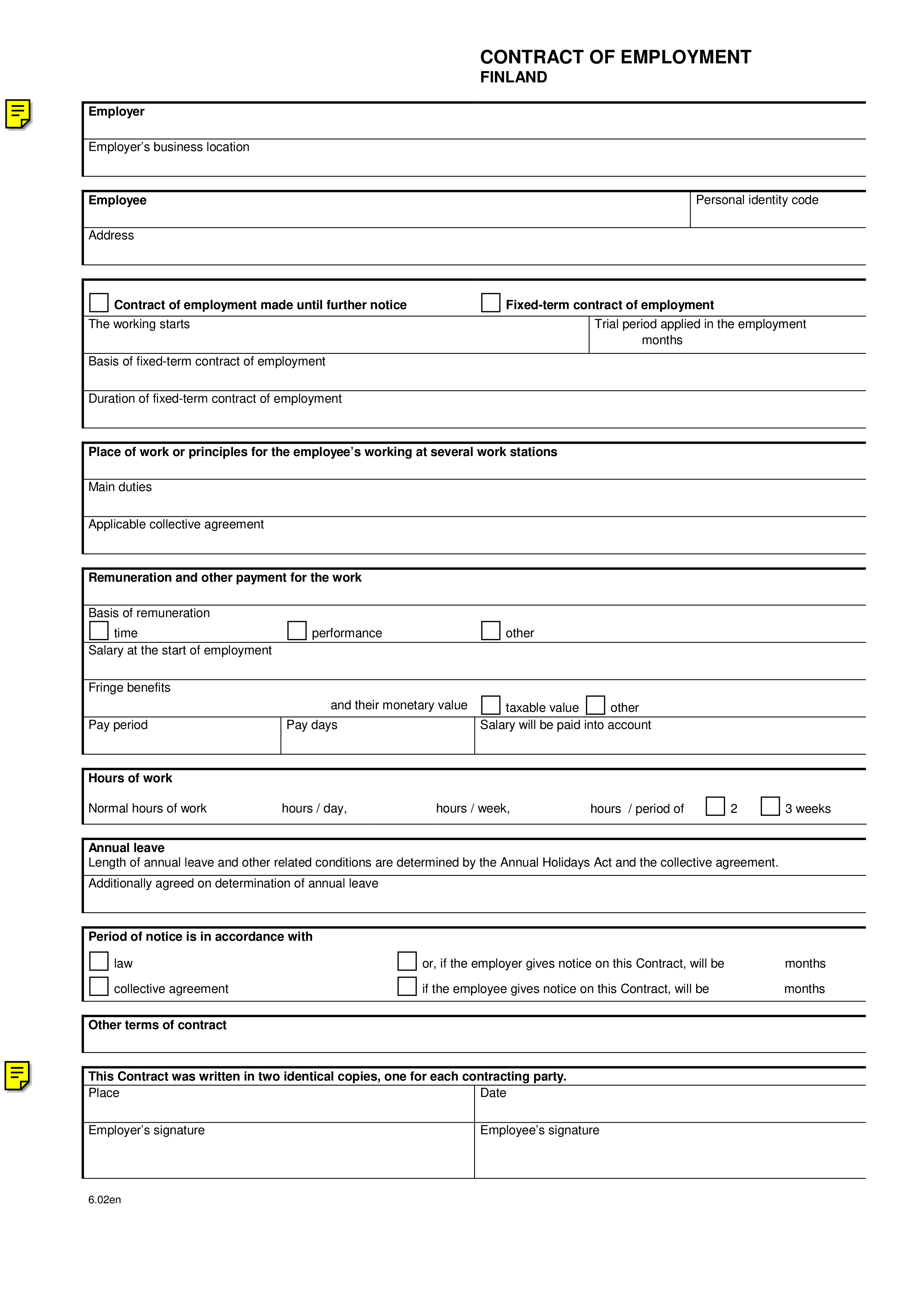 contract of employee agreement template