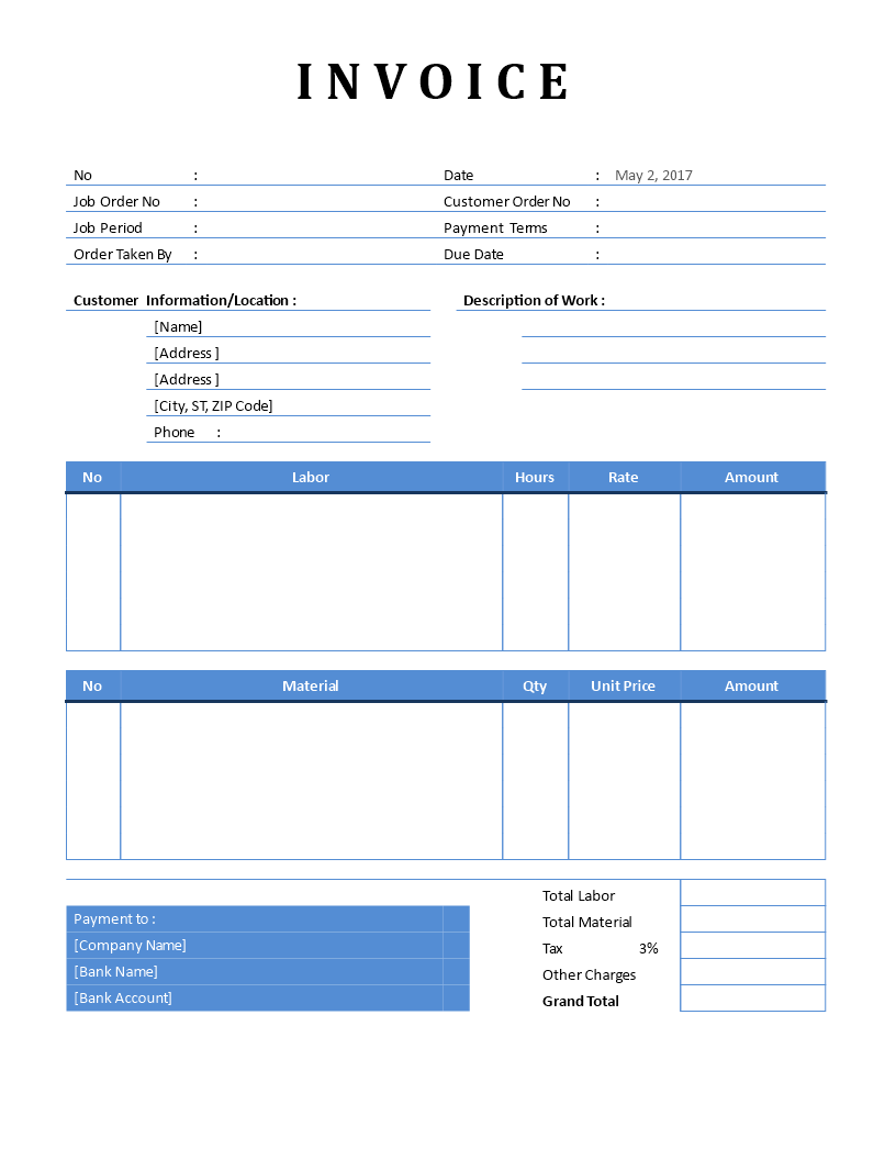 basic plumbing invoice template