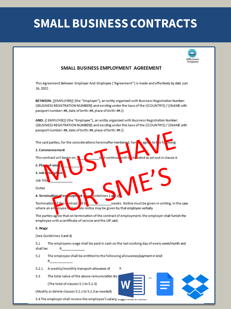 sample employment contract modèles