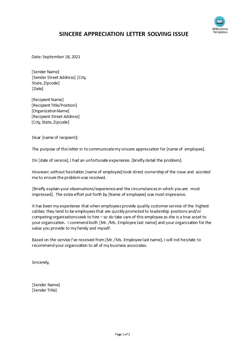 Employee Appreciation Letter Samples