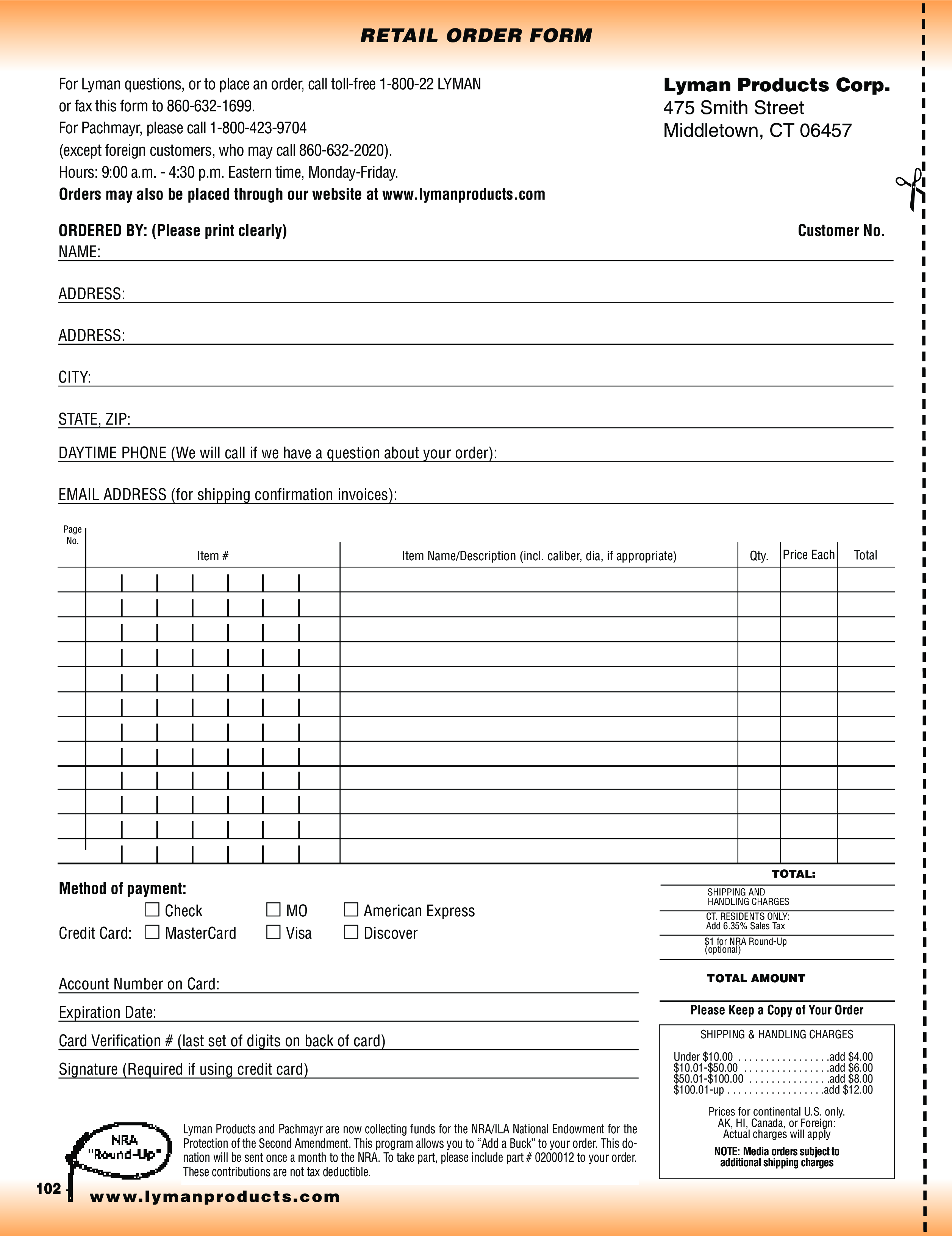 Printable Retail Order Form main image