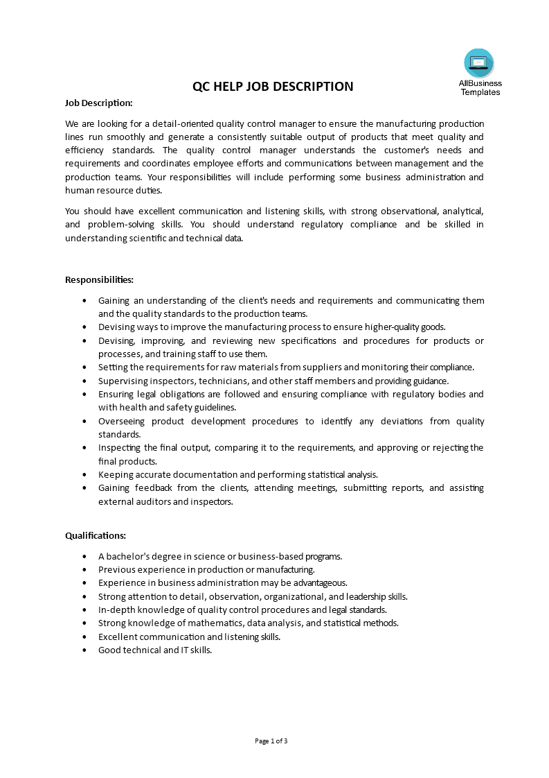 qc help job description plantilla imagen principal