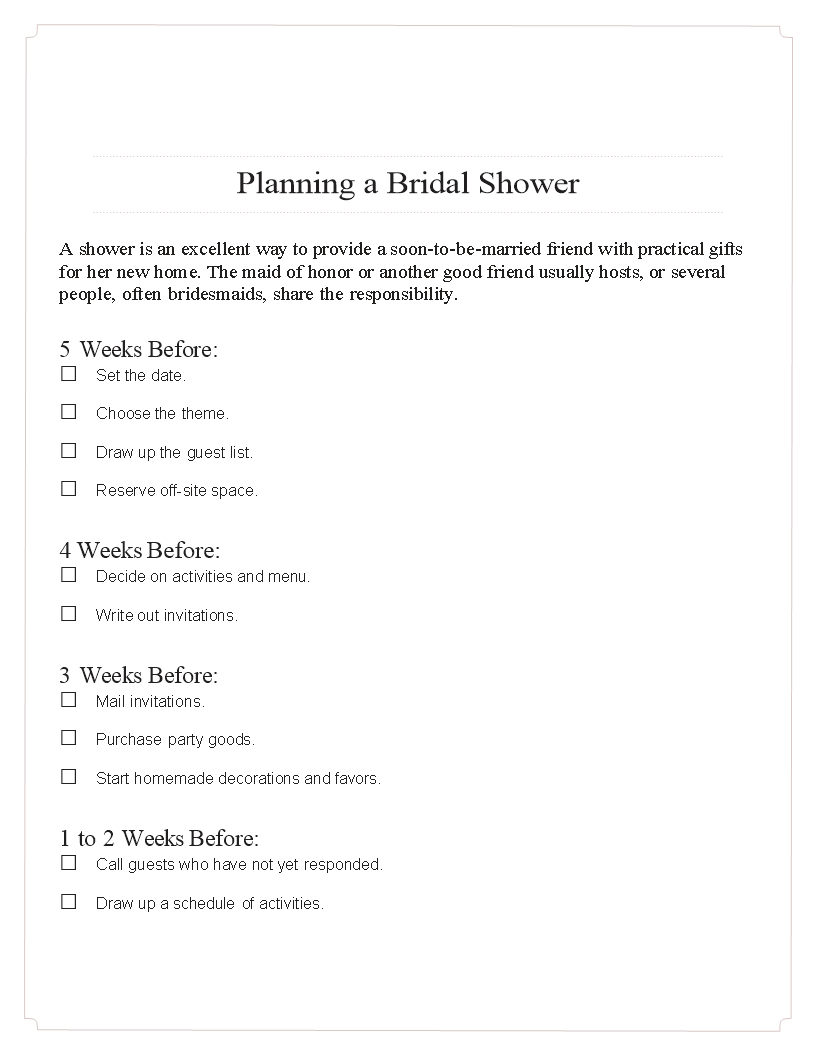 Bridal Shower Gift List template | Templates at allbusinesstemplates.com