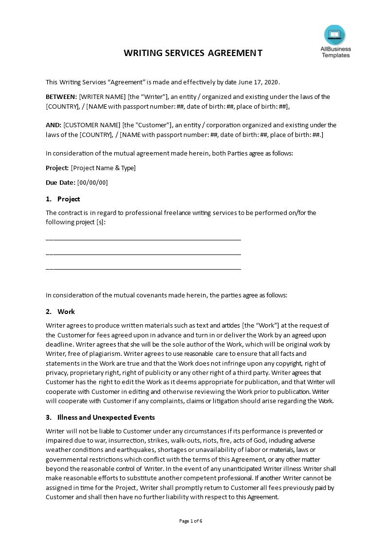 Freelance Writer Contract - Premium Schablone Throughout freelance writer agreement template