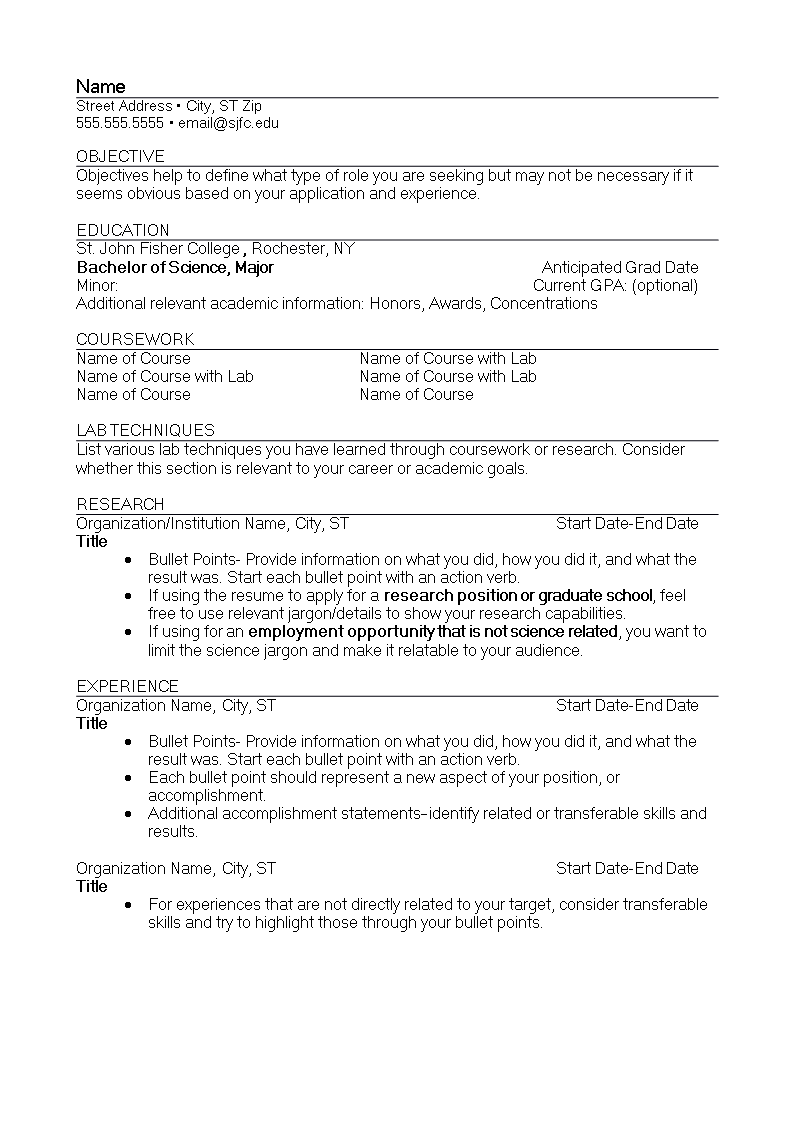 experienced resume word format template