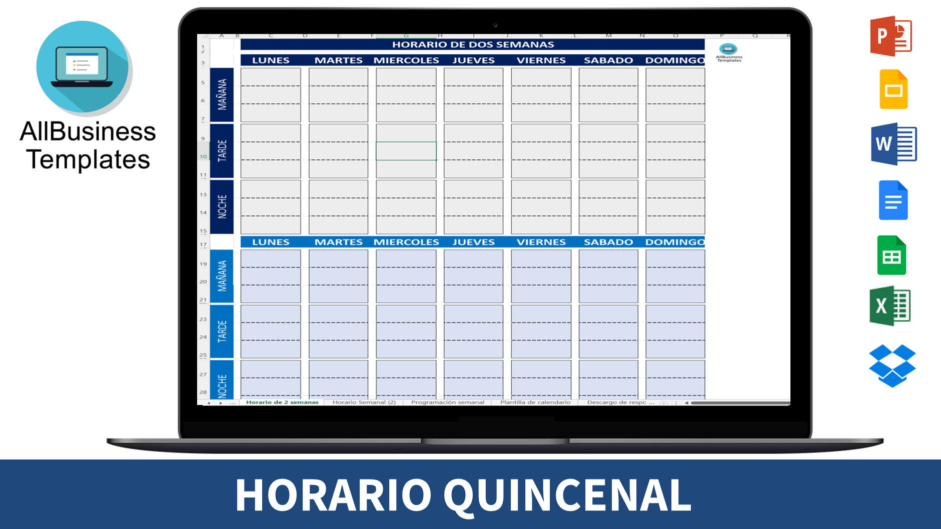 horario quincenal modèles