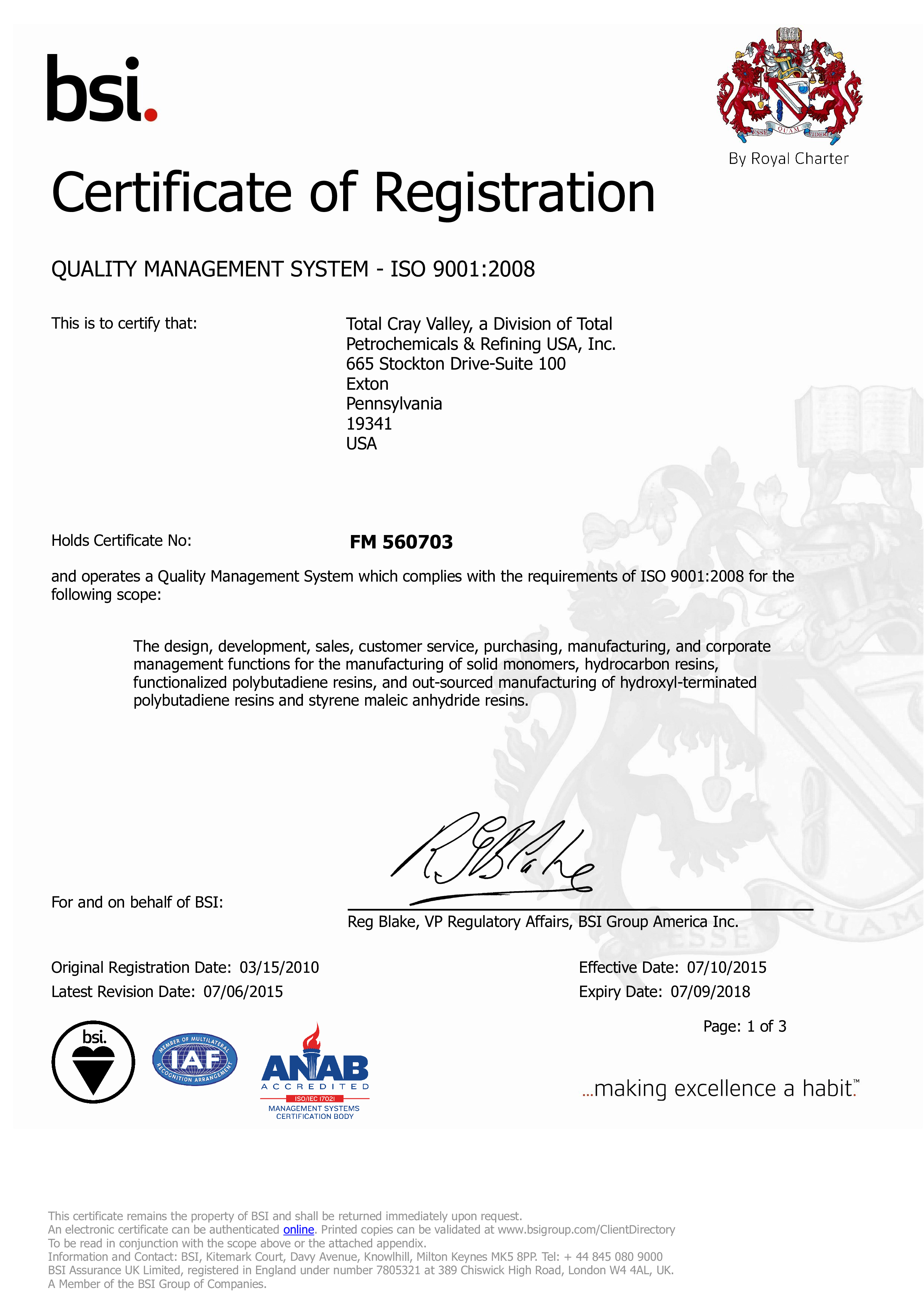 total quality management certificate Hauptschablonenbild